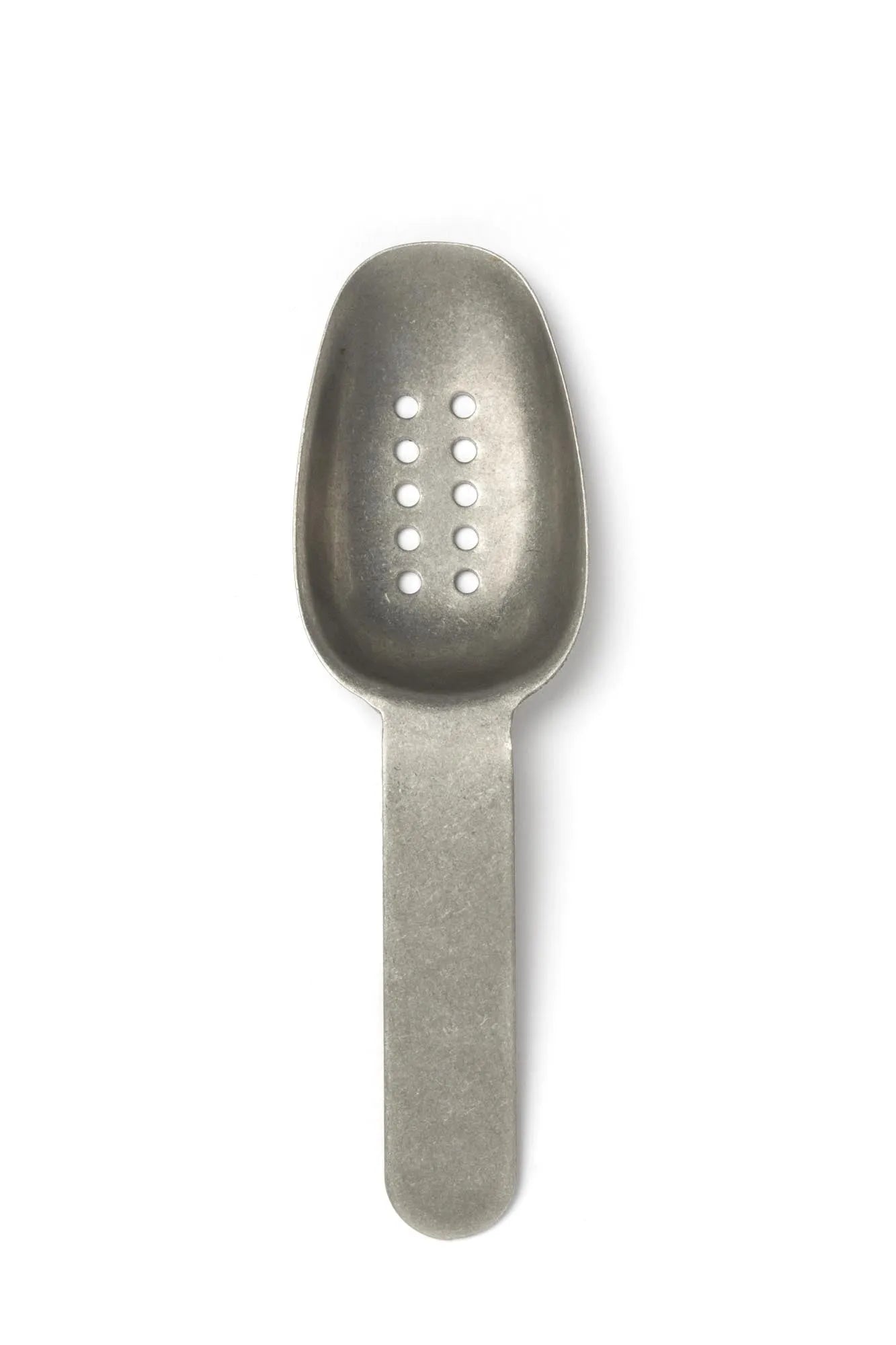Elegante 12cm Probierlöffel aus Edelstahl mit Löchern, ideal für Saucen. Vintage-Design, langlebig, spülmaschinenfest.