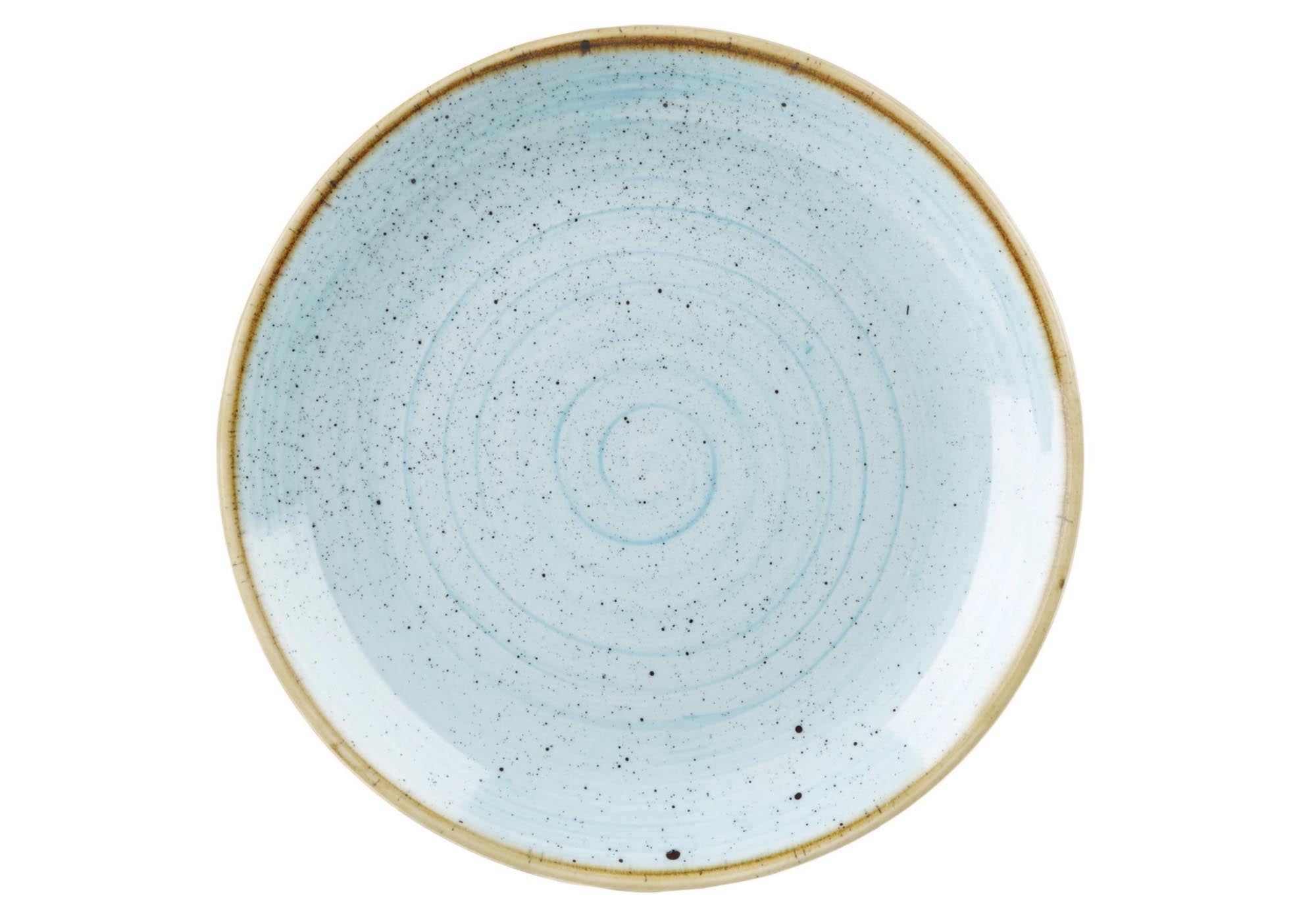 Elegante 30cm Coupe-Teller in sanftem Entenblau, aus robustem Porzellan, ideal für stilvolle Präsentationen. Spülmaschinenfest.