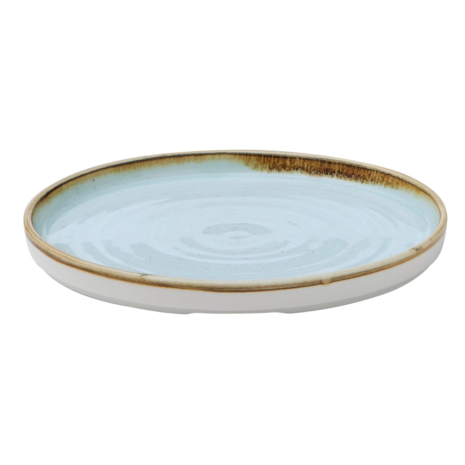 Eleganter Stonecast Teller in Duck Egg Blue, 21 cm Durchmesser, ideal für stilvolle Tischdekoration und besondere Anlässe.
