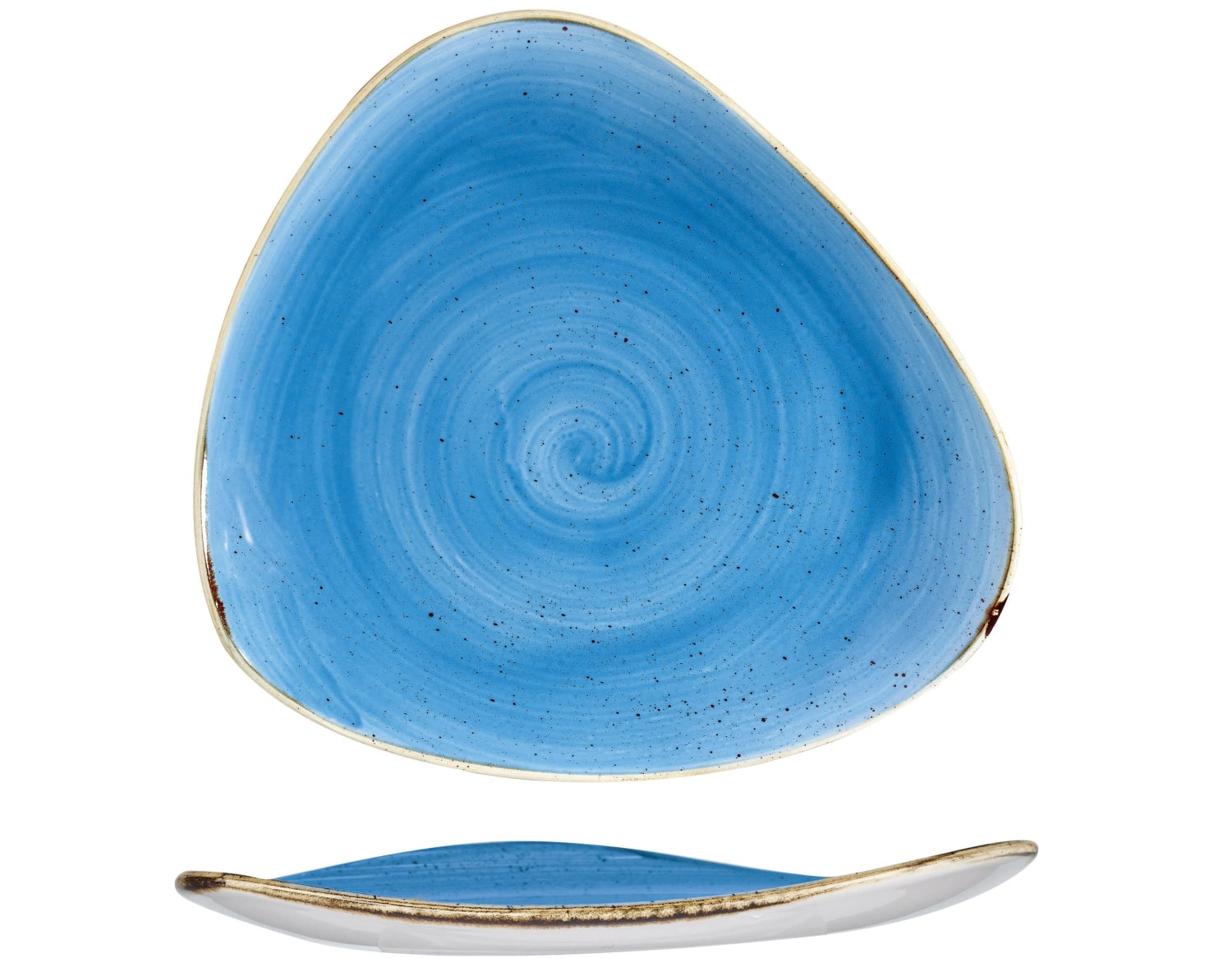 Stonecast Cornflower Blue Triangel Teller flach 26.5cm - KAQTU Design