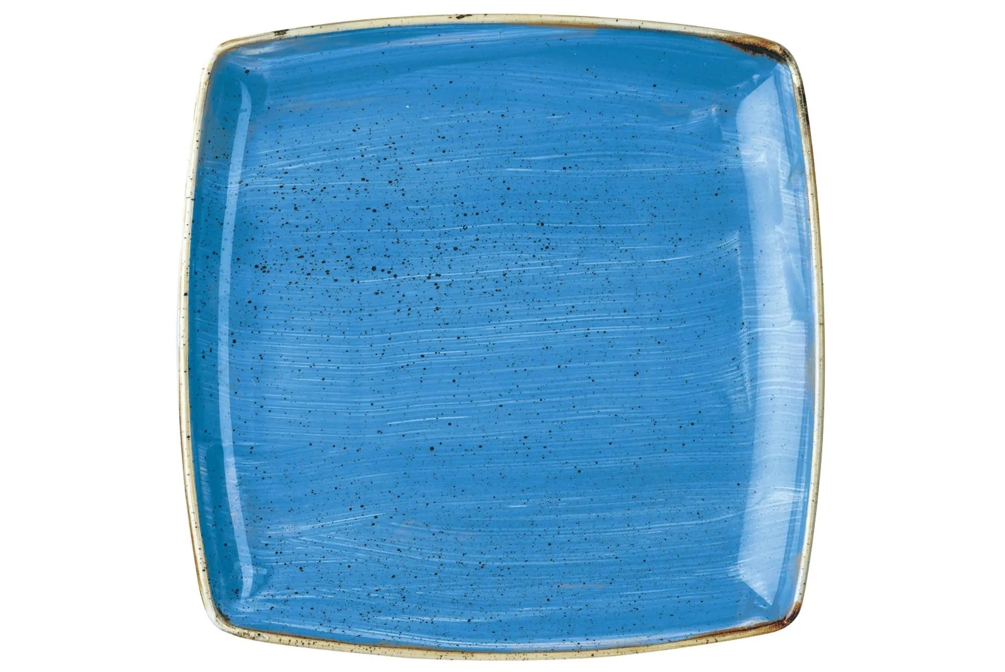 Die Stonecast Cornflower Blue Platte von Churchill, 26.8x26.8cm, besticht durch langlebiges Porzellan und handgefertigte Eleganz.