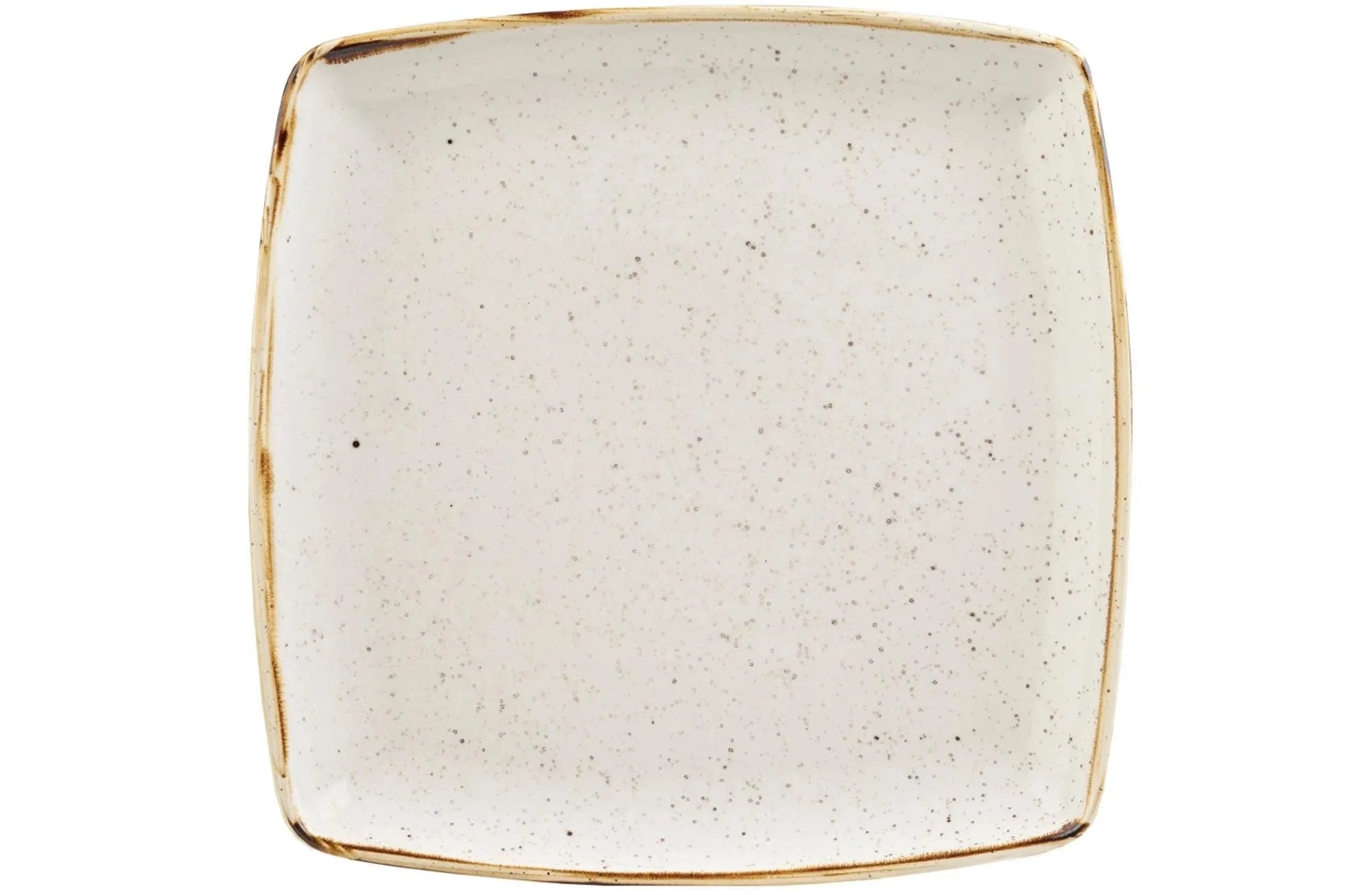 Quadratische Porzellanplatte 26.8cm, robust, spülmaschinenfest, mikrowellengeeignet. Elegante Barley White Farbe, handgefertigt, kratzfest.
