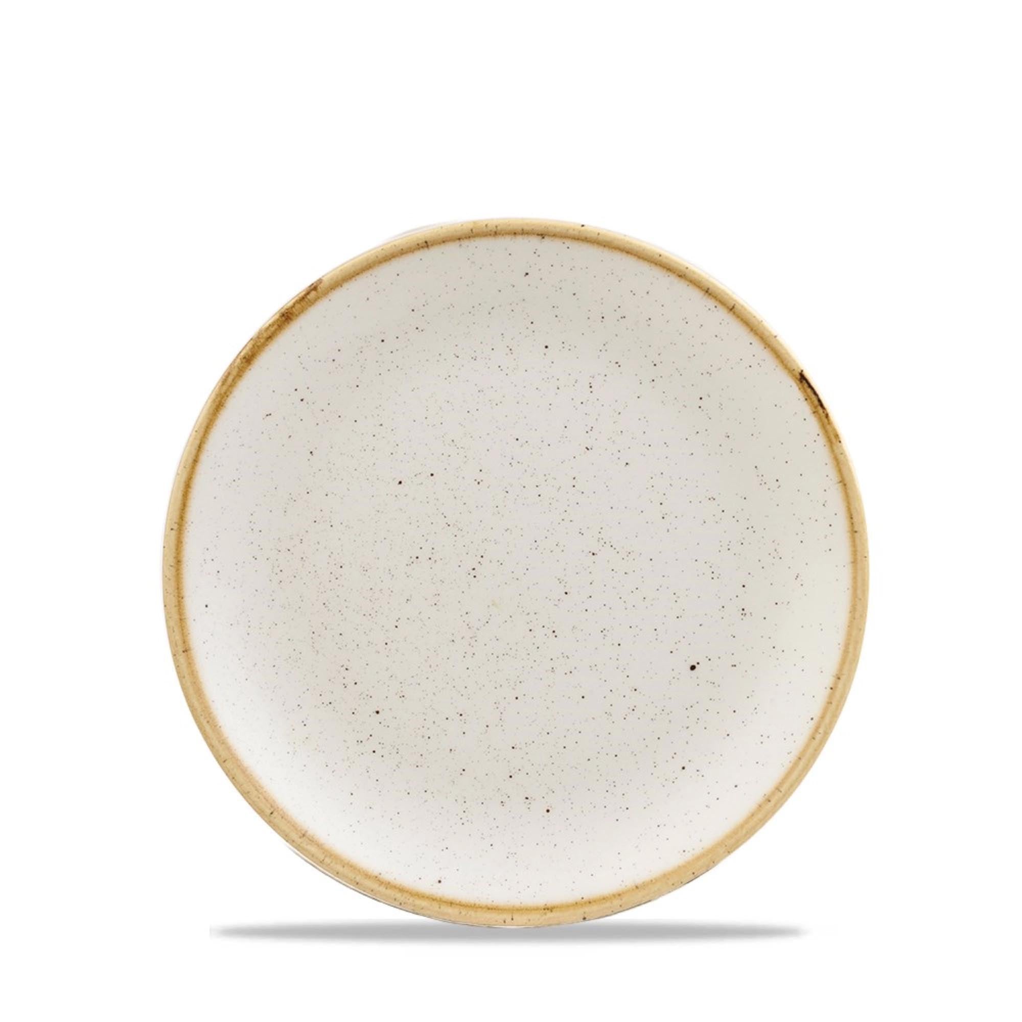 Eleganter 16,5 cm Coupe Teller von Churchill, handbemalt, goldbrauner Rand, langlebiges Porzellan, ideal für stilvolle Anlässe.