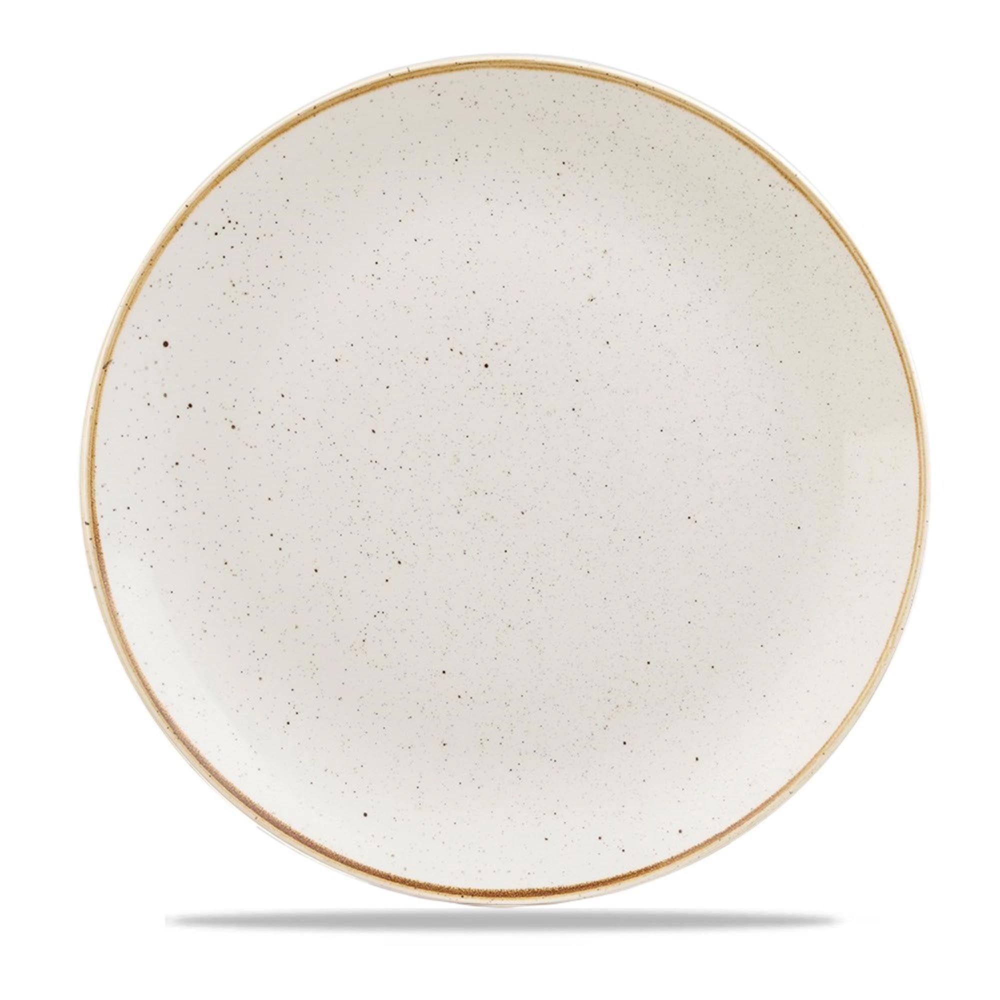 Eleganter 28.8cm Coupe Teller von Churchill, handbemalt, goldbrauner Rand, langlebiges Porzellan, ideal für kreative Speisenpräsentation.