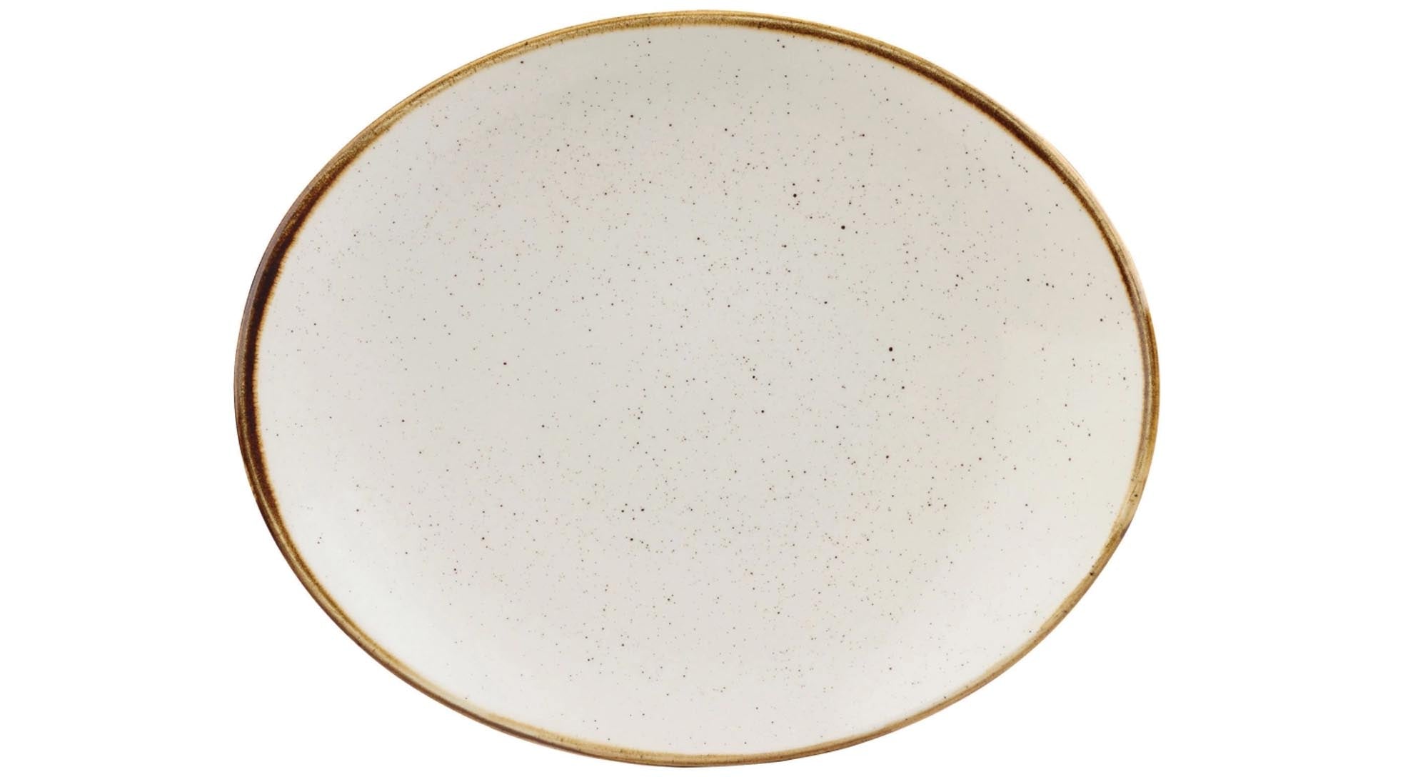 Elegante ovale Porzellanplatte 19x16cm, kratzfest, ideal für Gastronomie. Barley White Design, spülmaschinenfest, stilvoll und langlebig.