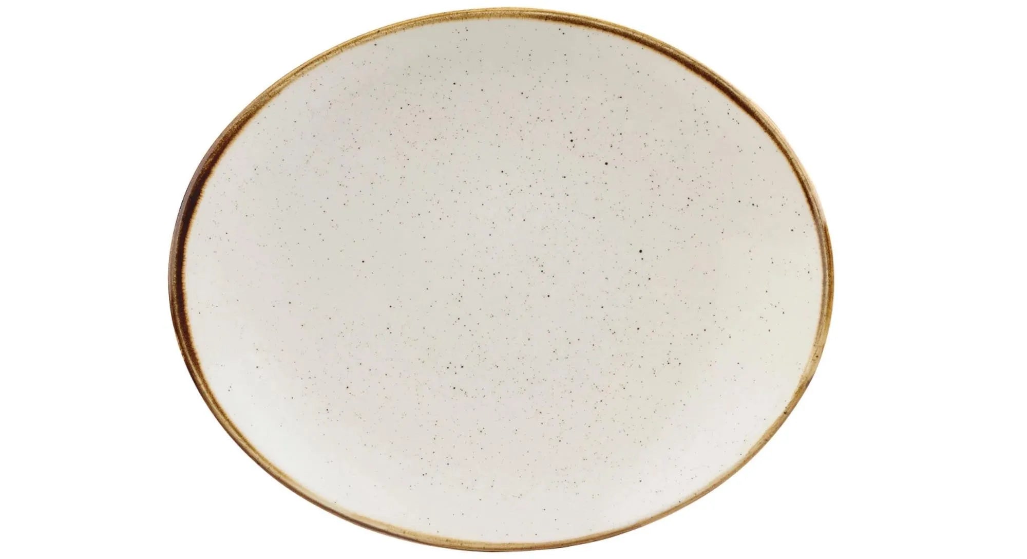 Elegante ovale Porzellanplatte 19x16cm, kratzfest, ideal für Gastronomie. Barley White Design, spülmaschinenfest, stilvoll und langlebig.