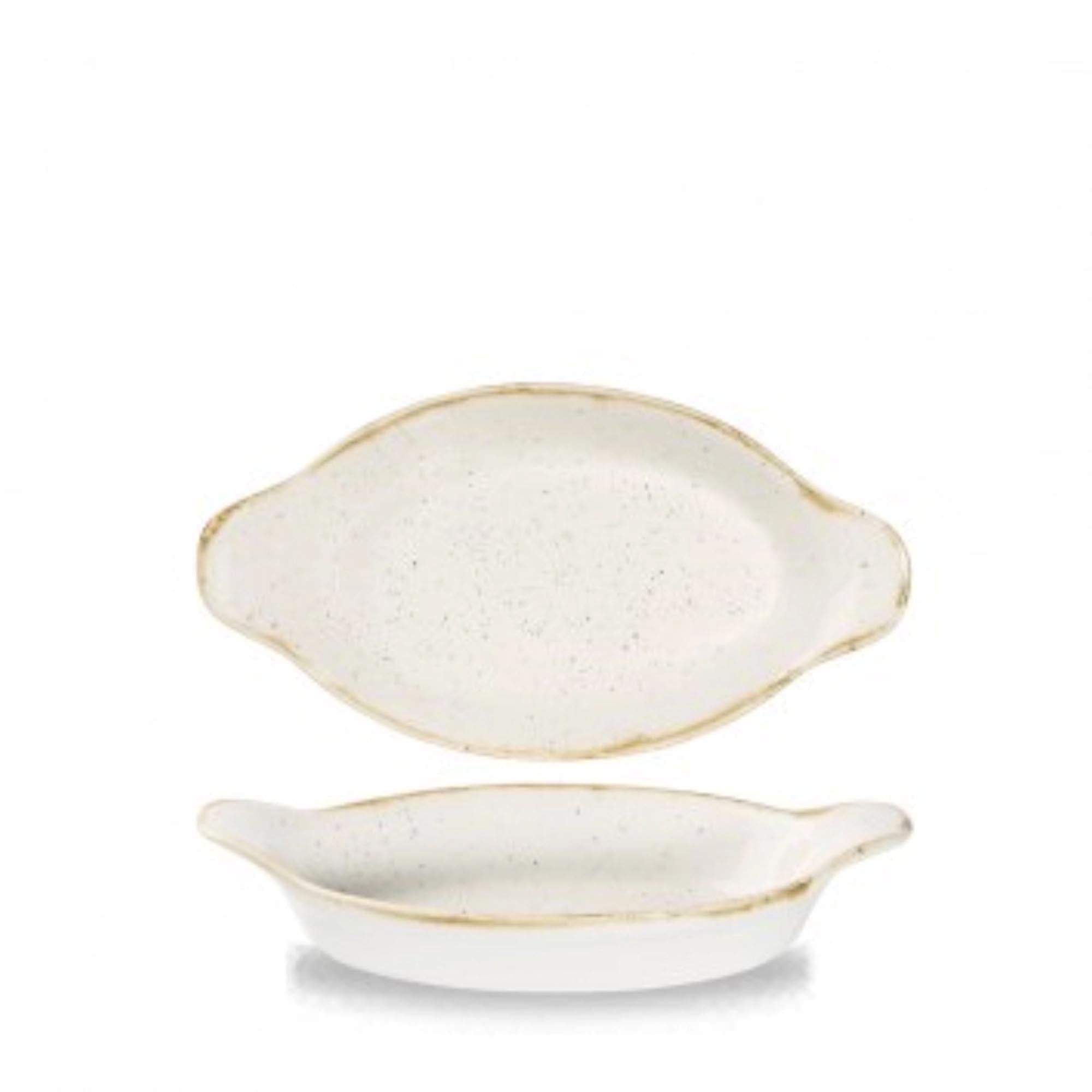 Elegante, ovale Steingutschale von Churchill, 23.2x12.5cm, kratzfest, hitzebeständig, ideal für stilvolle Speisenpräsentation.