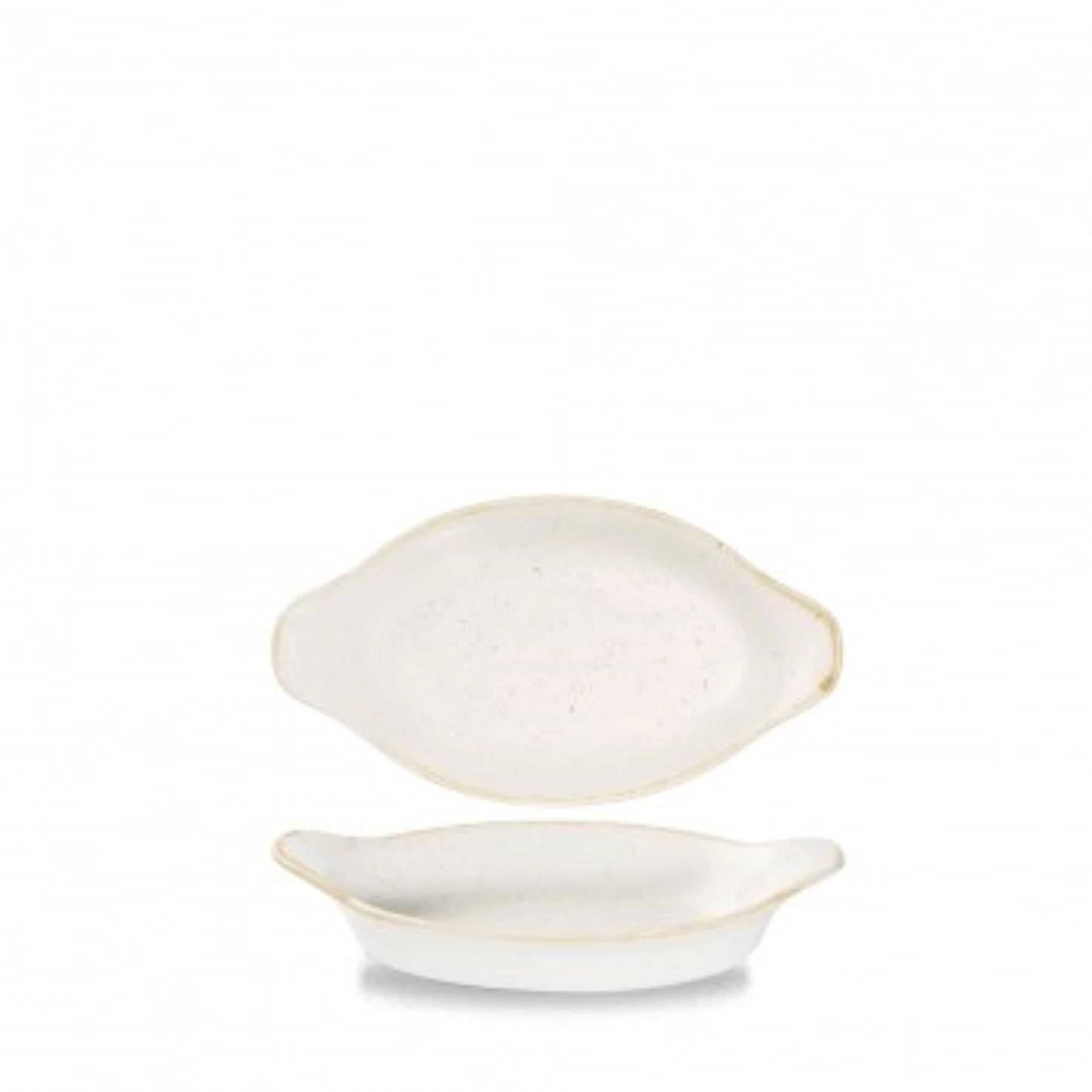 Elegante, robuste Steingut-Schale von Churchill, 20.5x11.3cm, ideal für Vorspeisen, spülmaschinenfest, mit Griffen für sicheres Servieren.