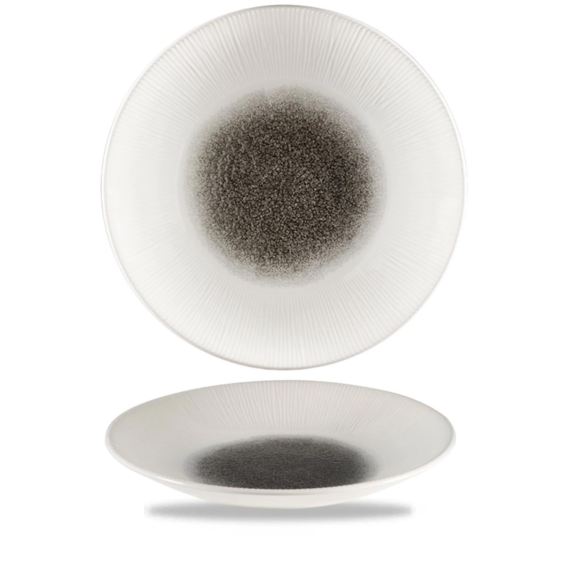 Elegante, tiefe Teller in Quartz Black, ideal für Suppen und Pasta. Robustes Porzellan, spülmaschinen- und mikrowellengeeignet.