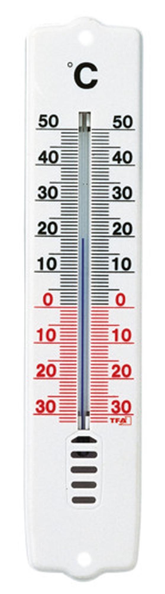 Robustes Innen-Aussenthermometer von TFA, 20,7 cm, aus Kunststoff, misst präzise von -30 °C bis +50 °C, ideal für drinnen und draussen.