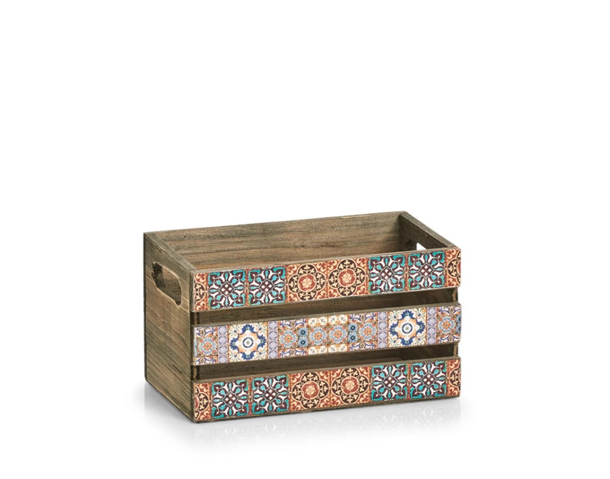 Stilvolle Dekokiste aus hochwertigem Holz mit Mosaikdesign, 24x14x13.5 cm, ideal für kreative Aufbewahrung und dekorative Akzente.