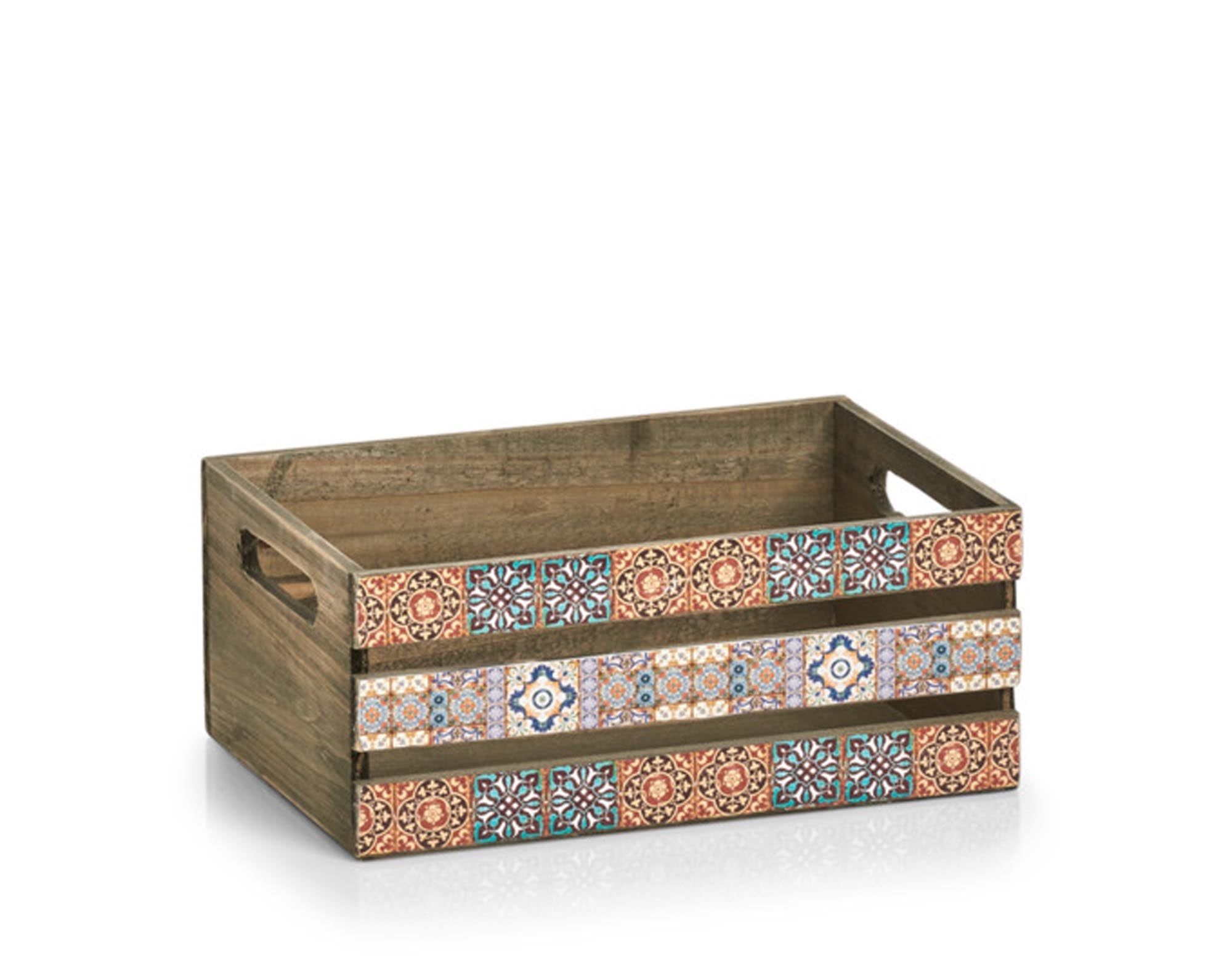 Stilvolle Dekokiste aus Holz (32x22x13.5 cm) mit Mosaikdesign von ZELLER PRESENT – ideal für dekorative Aufbewahrung.