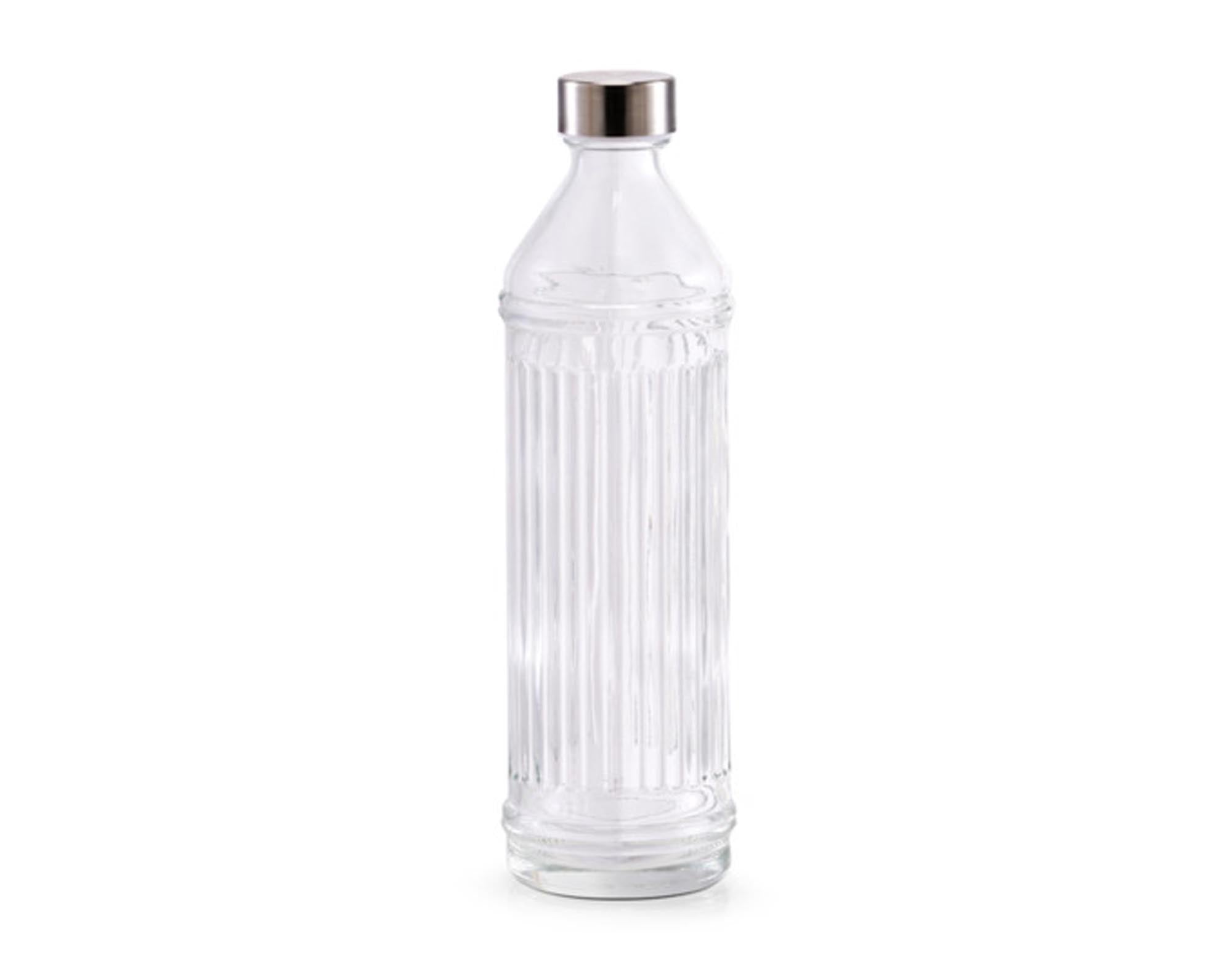 Stilvolle 970 ml Glasflasche von ZELLER PRESENT mit Metalldeckel, ideal für frische Getränke, robust, langlebig und spülmaschinenfest.