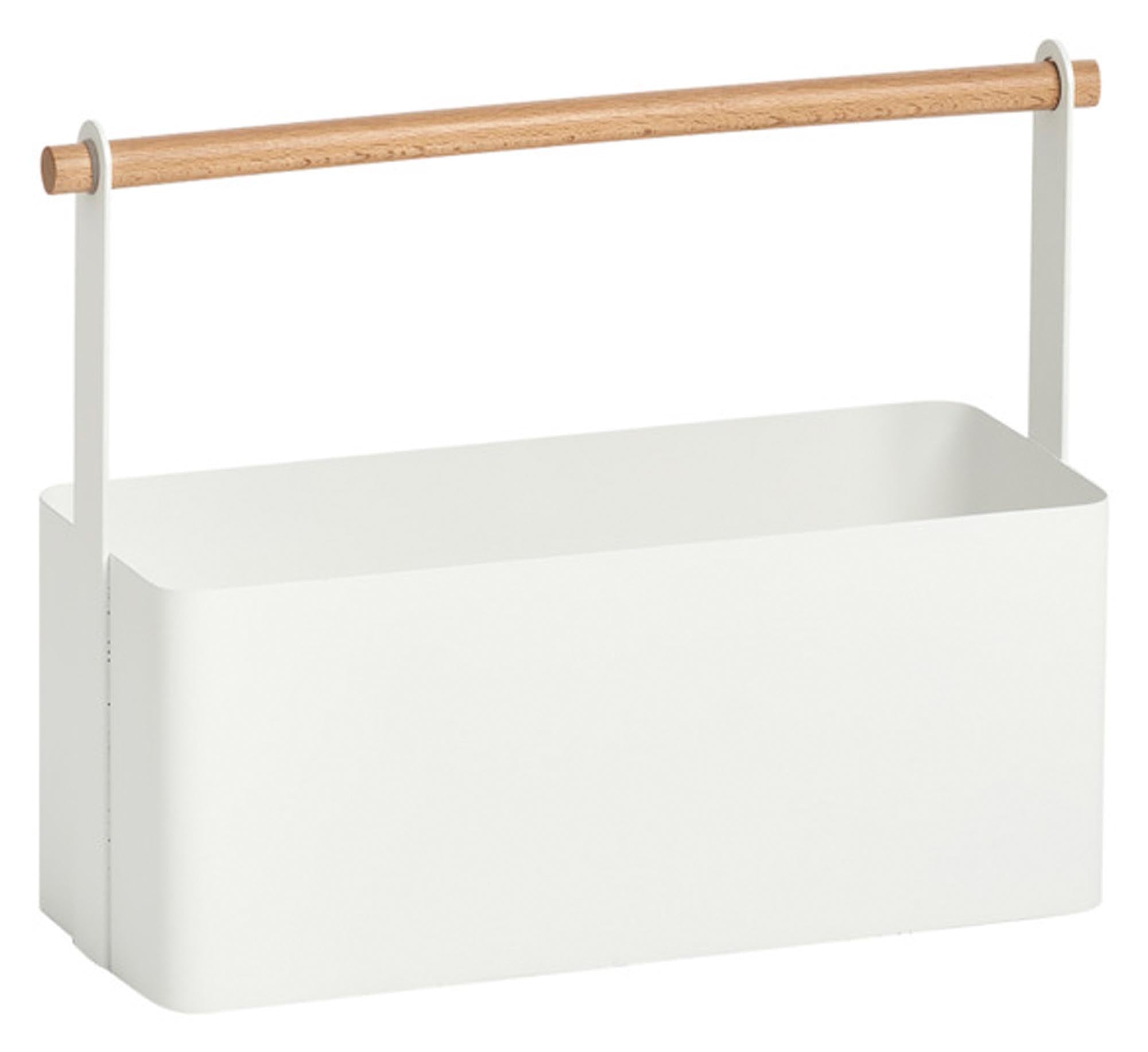 ZELLER Tragekorb Metall Holz weiss 31.5x12x24 cm