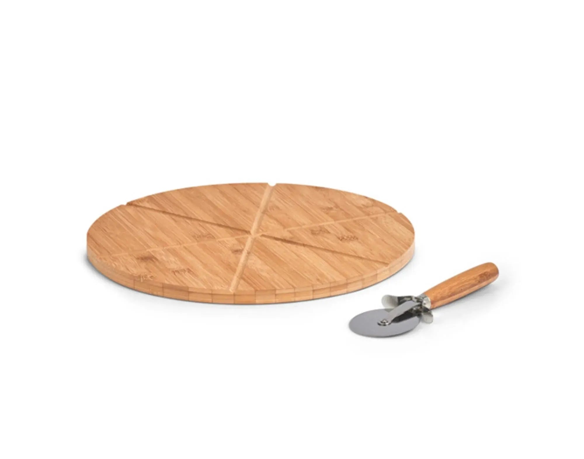 Stilvolles Pizza-Set aus nachhaltigem Bambus: 32 cm Schneidebrett & ergonomischer Pizzaroller von ZELLER PRESENT.