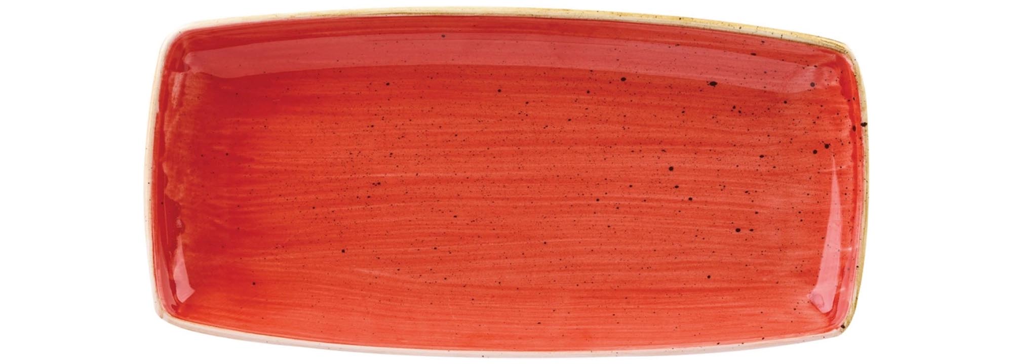 Die Stonecast Berry Red Platte von Churchill: robustes Porzellan, lebendige rote Farbe, ideal für Vorspeisen und Desserts, handgefertigt, spülmaschinenfest.
