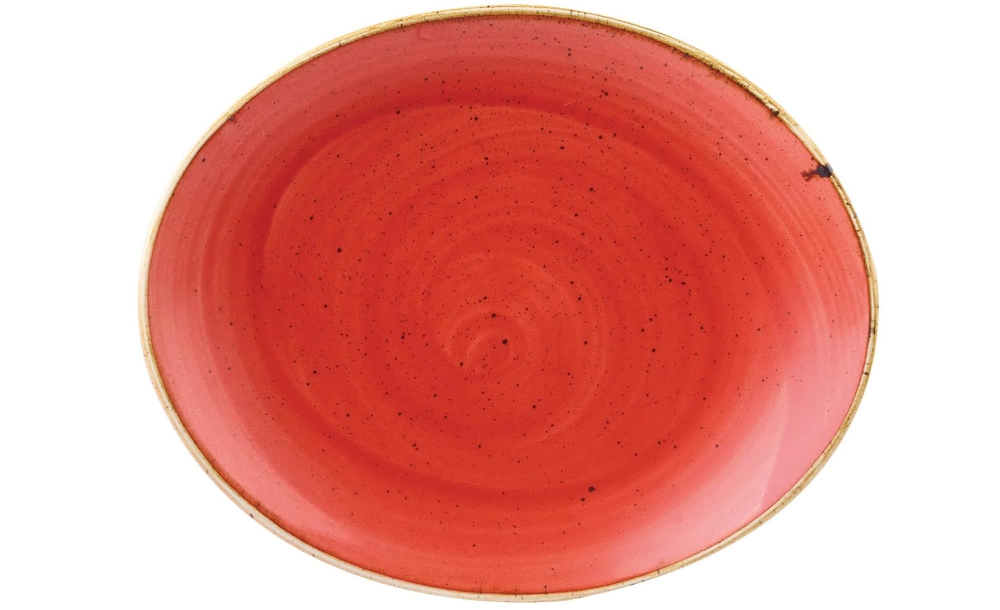 Die Stonecast Berry Red Platte von Churchill, 19x16cm, besticht durch ihre lebendige Farbe und robuste Porzellanqualität. Perfekt für kreative Speisepräsentationen.