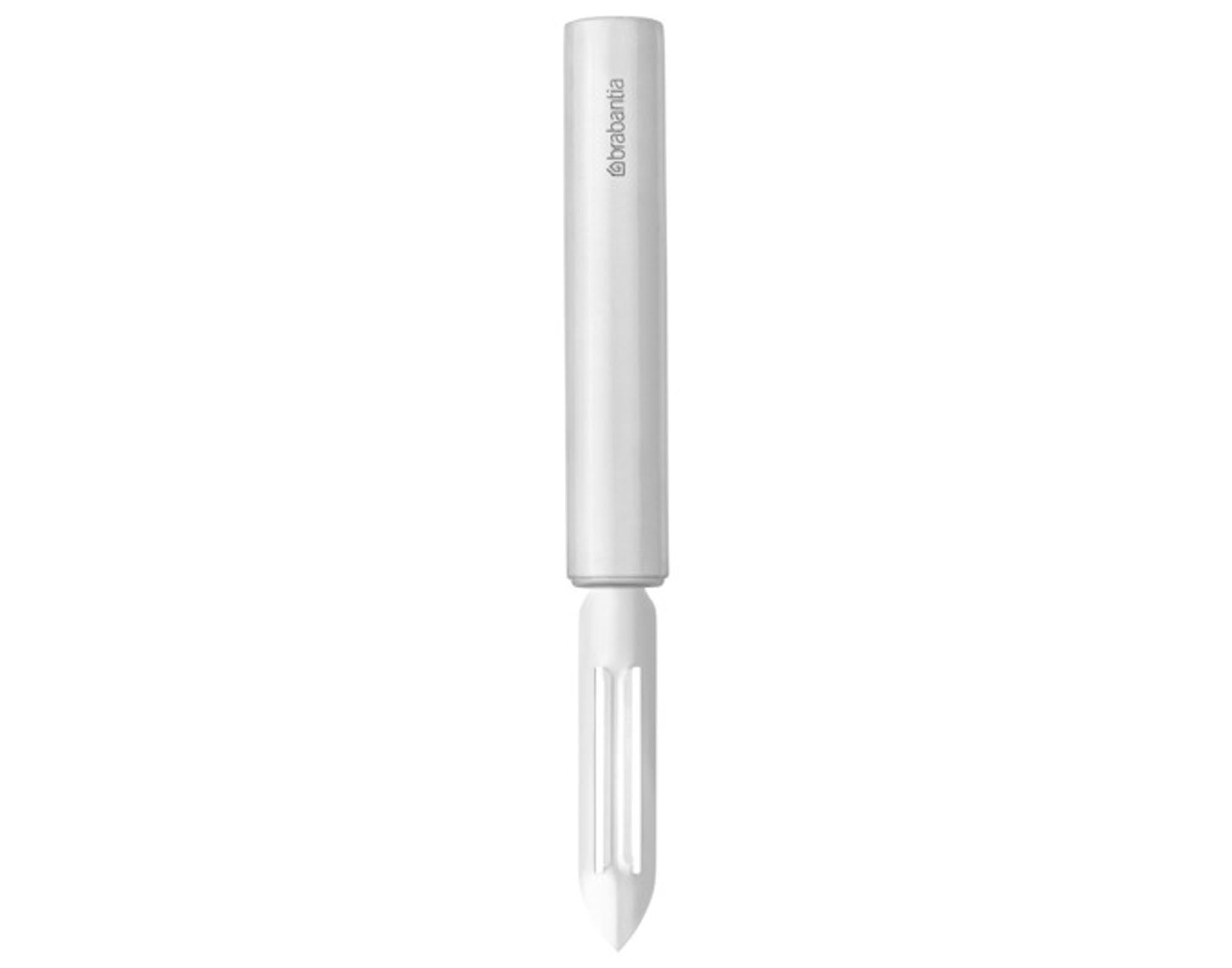 Entdecken Sie den BRABANTIA Sparschäler Profile Line: ergonomisch, rostfrei, spülmaschinenfest. Perfekt für Obst und Gemüse, stilvoll und funktional!