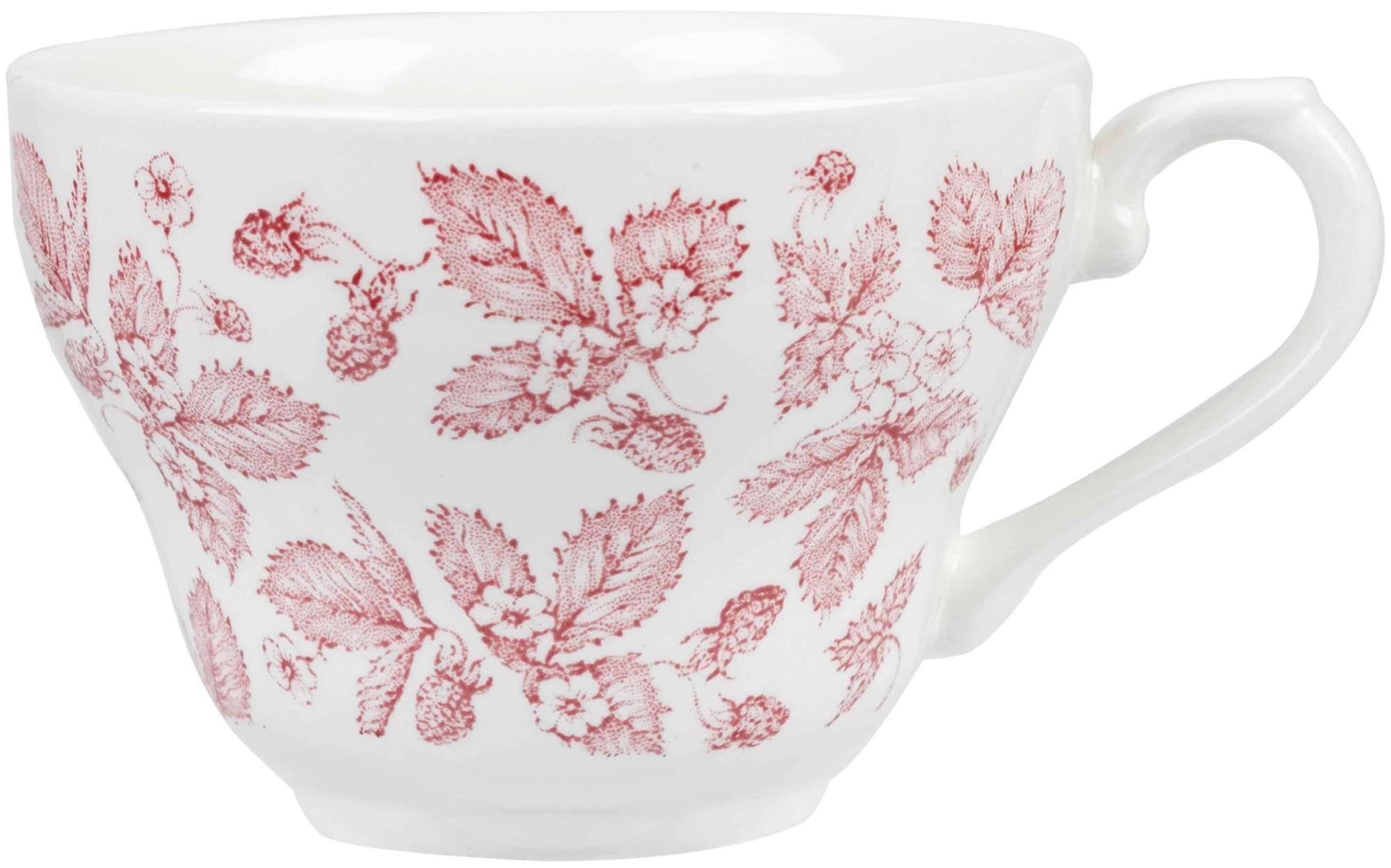 Elegante Porzellantasse mit modernem Cranberry Bramble Design, 19.8cl, spülmaschinenfest, ideal für heiße und kalte Getränke.