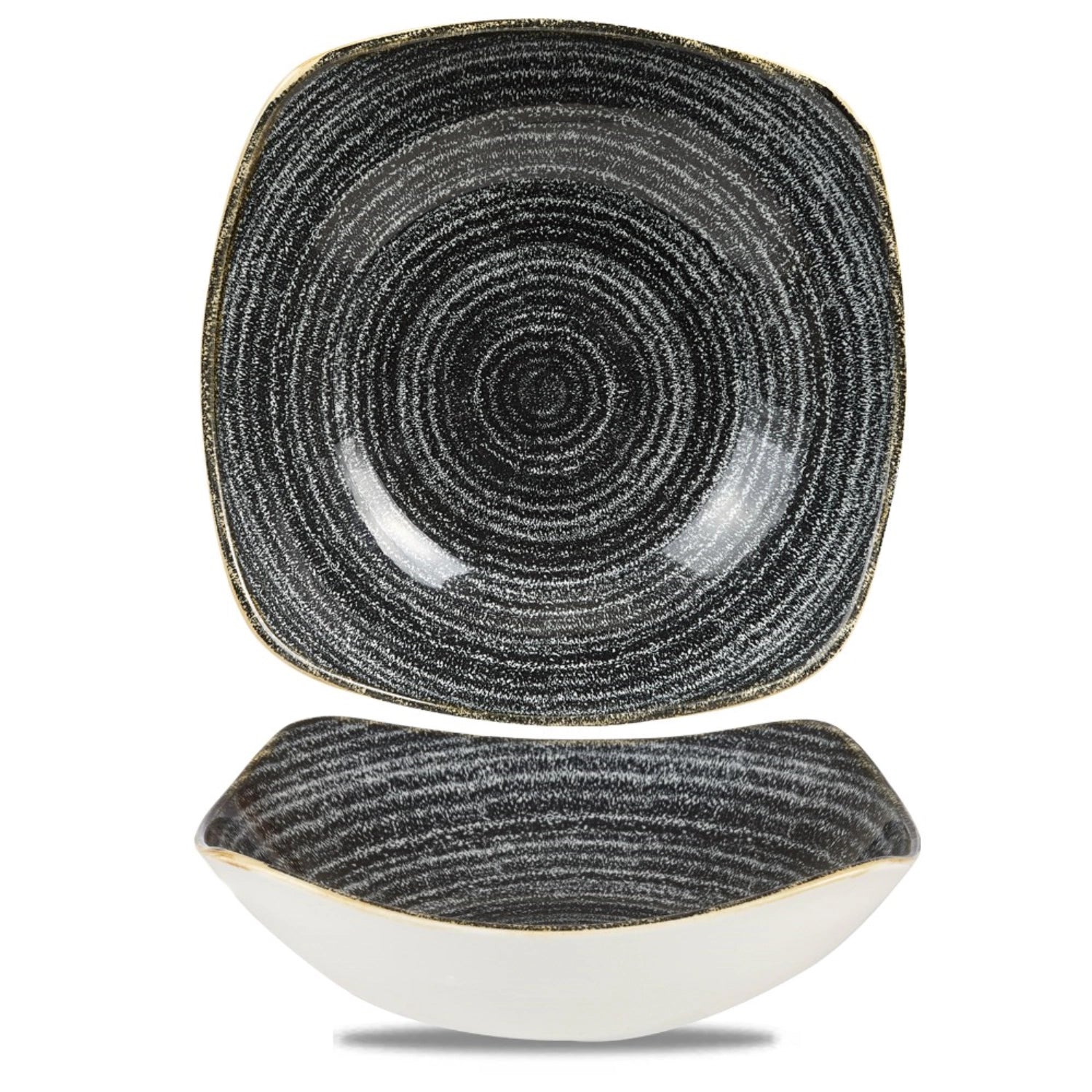 S.P. Homespun CharcAssiette noire carrée creuse 23,5 cm