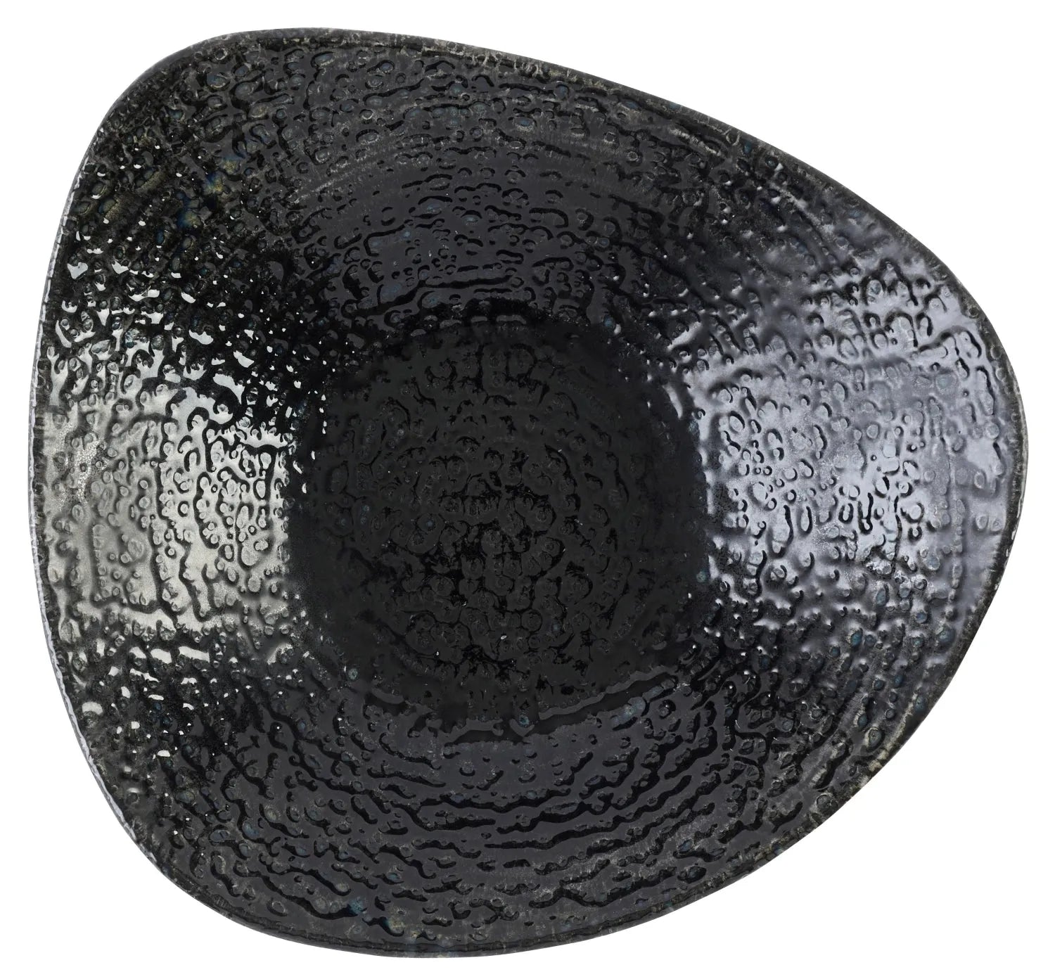 Elegante Dreiecksschüssel aus robustem Porzellan, 25.3 cm, schwarz, spülmaschinenfest, ideal für Salate und Desserts.