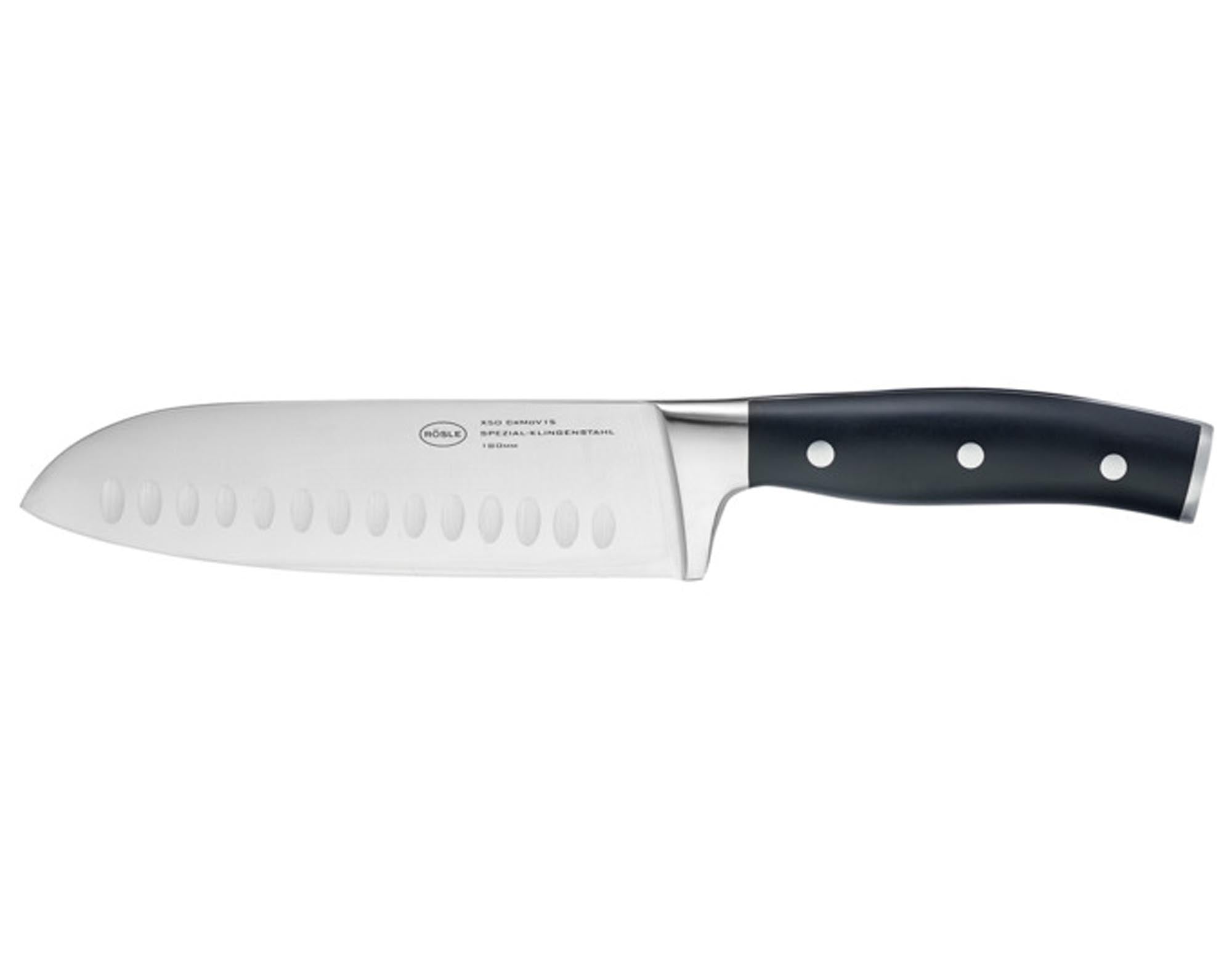 Das RÖSLE Santokumesser 17.5 cm: Präzise, langlebig, ergonomisch. Ideal für Fleisch, Fisch, Gemüse. Ein Muss für jede Küche.