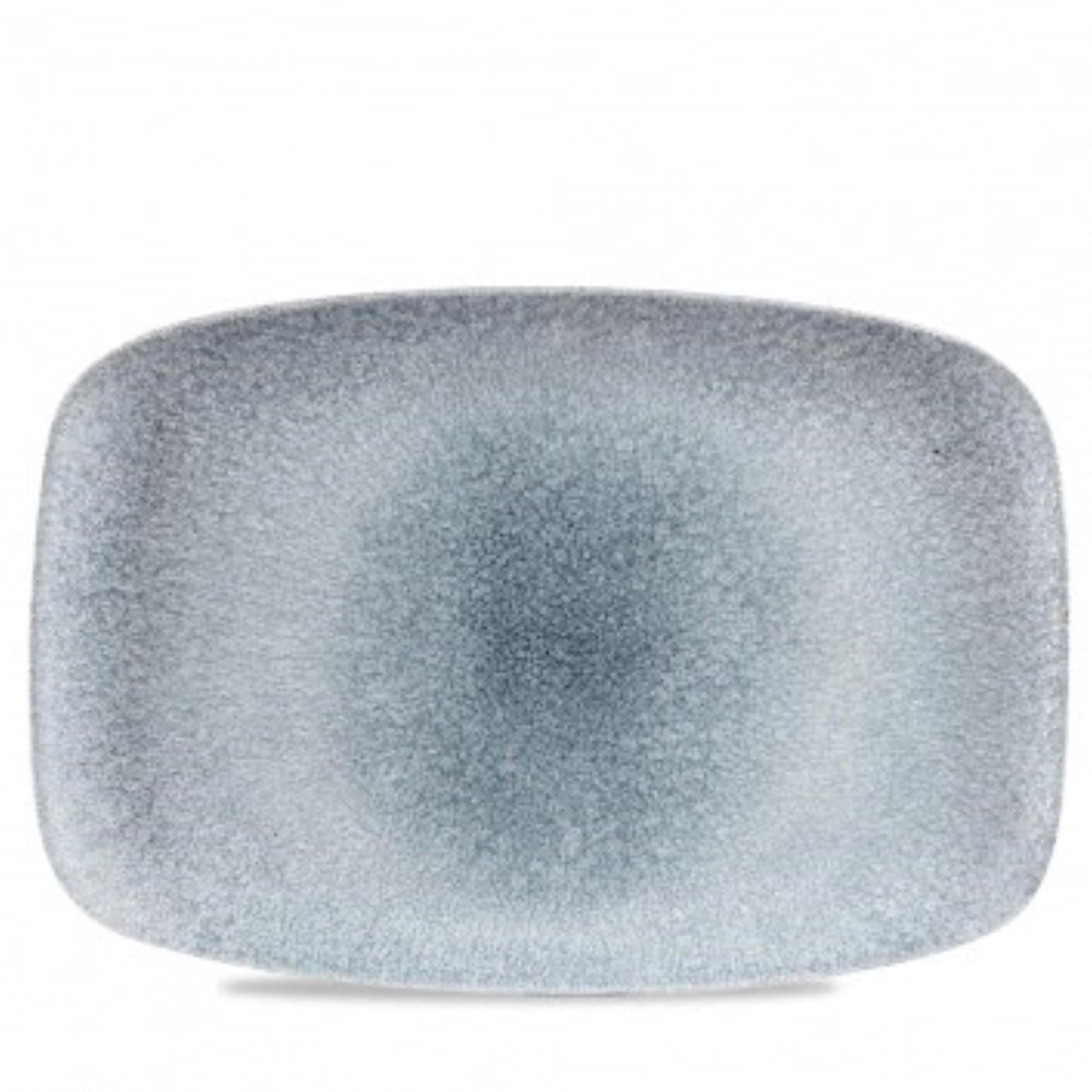 Elegante, rechteckige Raku Topaz Blue Platte von Churchill, 35.5x24.5cm, ideal für stilvolle Präsentationen.