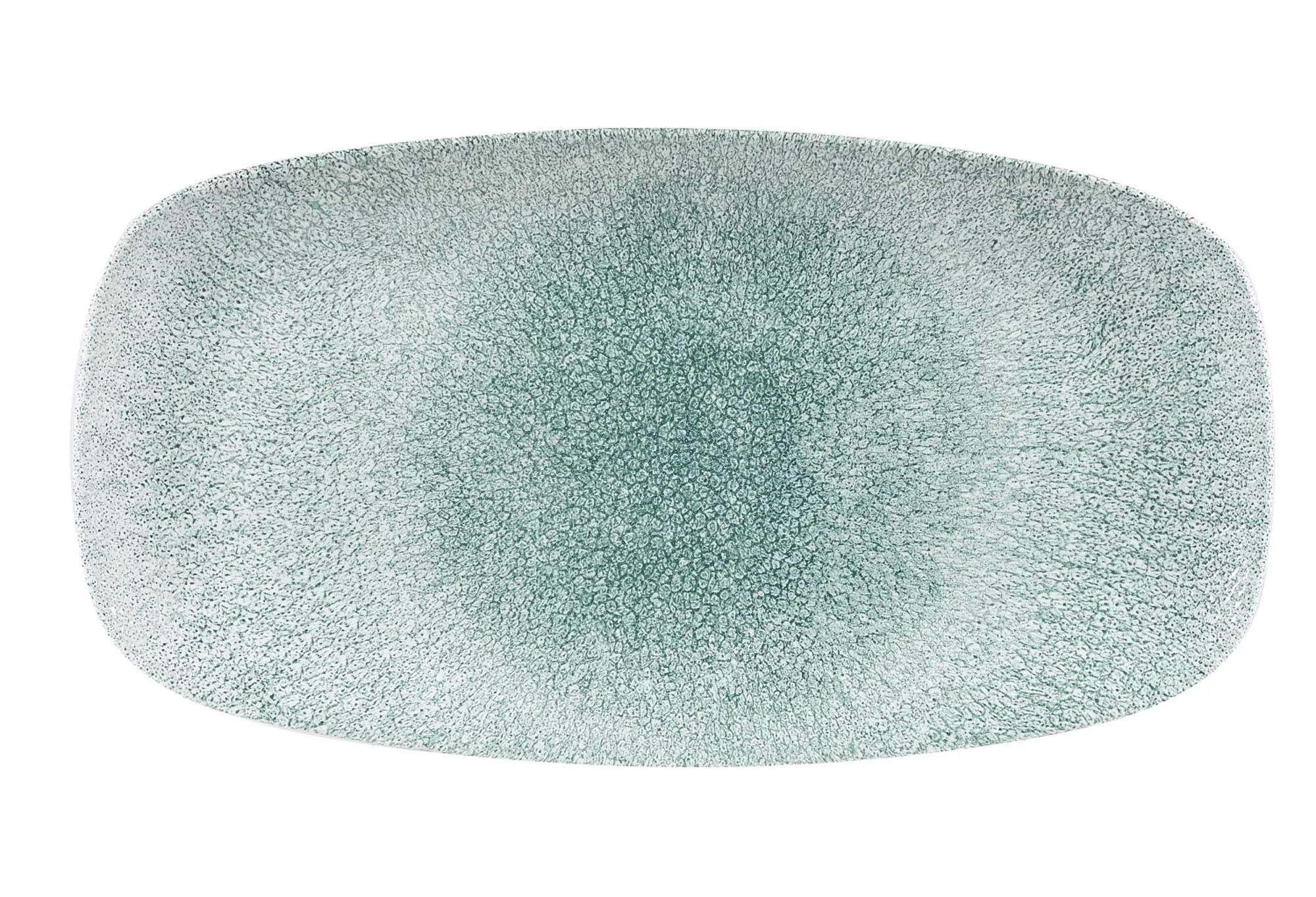 Elegante S.P. Raku Jade Green Platte 30x19.9cm von Churchill: Hochwertiges Porzellan, einzigartiges Design, ideal für jede Speise.