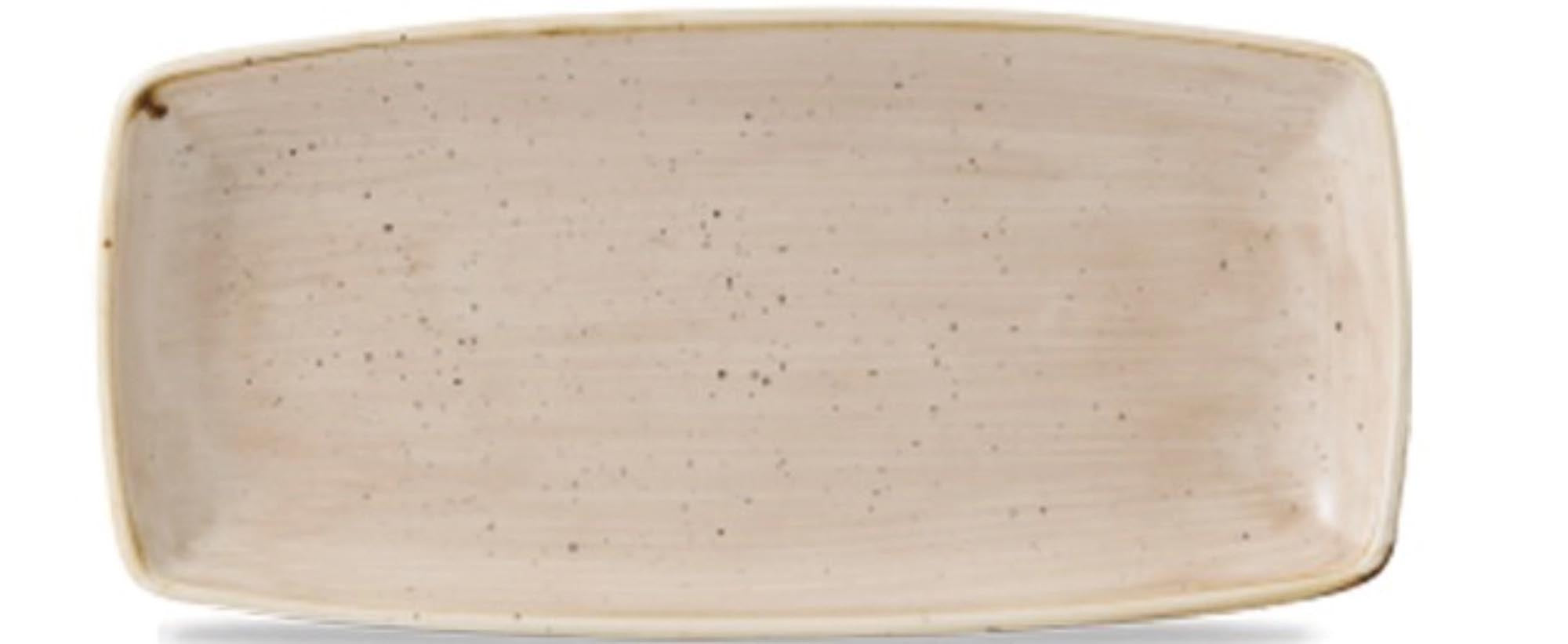 Die Stonecast Nutmeg Beige Platte von Churchill, 35x18,5 cm, besticht durch nussbaumbeige Eleganz, robustes Porzellan und vielseitige Einsatzmöglichkeiten.