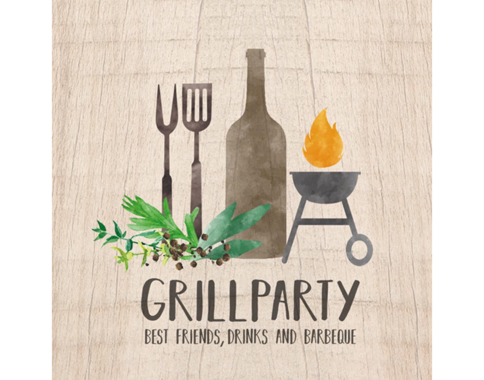 Servietten Grill & Beer 33x33 cm: Robust, saugfähig, mit Grill- und Biermotiven. Perfekt für BBQs, umweltfreundlich und stilvoll!