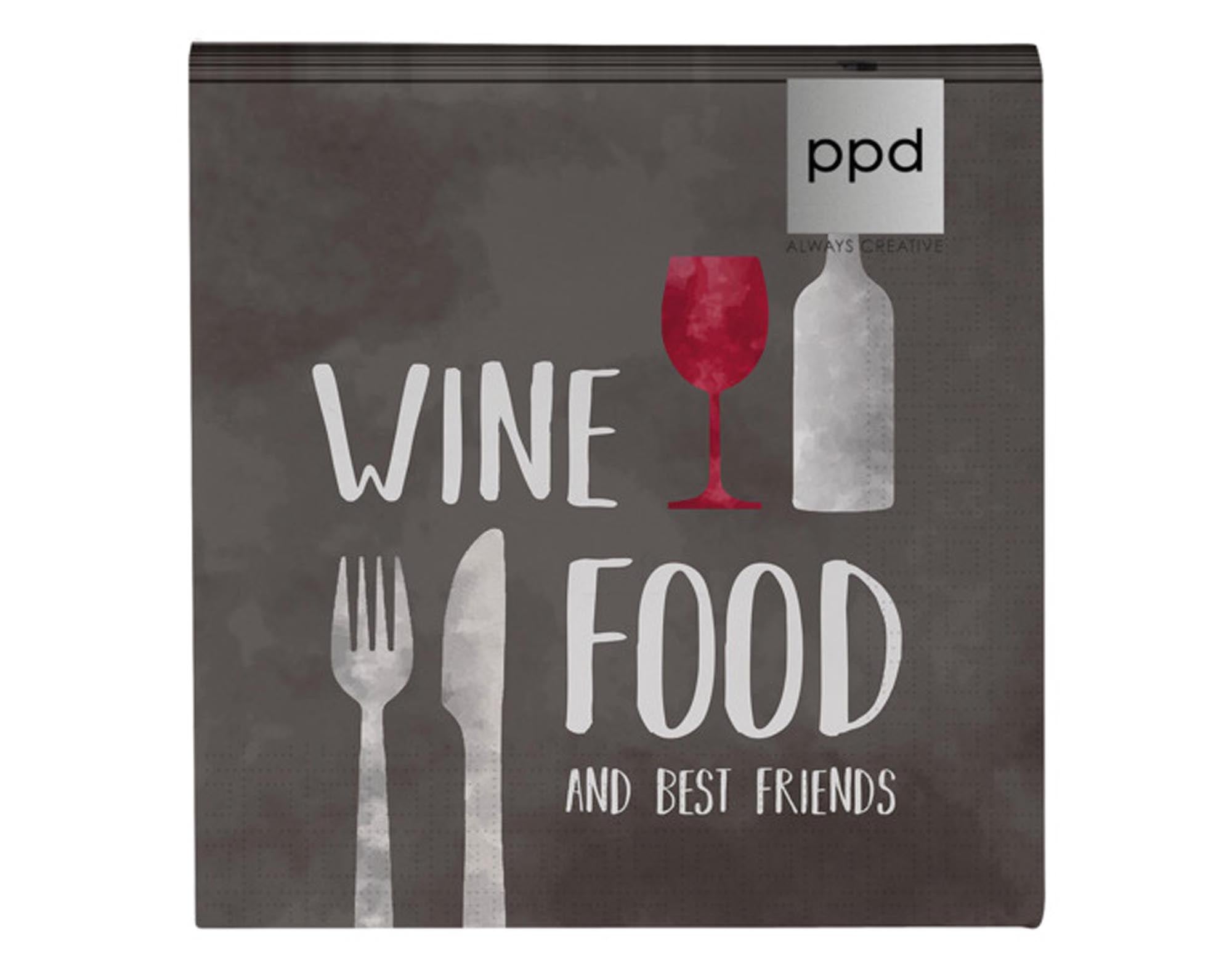 Elegante 33x33 cm Servietten von PPD, ideal für Weinliebhaber. Hochwertig, saugfähig, biologisch abbaubar. Perfekt für stilvolle Anlässe.