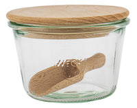 WECK Preserving Jar, Trough Shape, with Wooden Lid and Scoop, 250 ml, 100 mm diameter