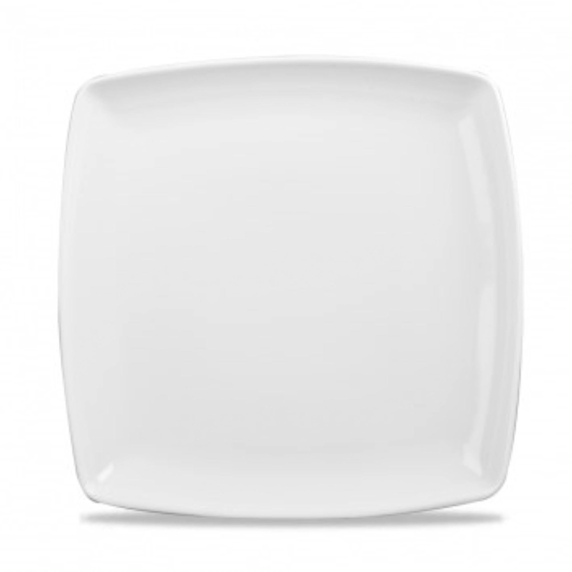 Moderner, tiefer quadratischer Teller (26,8 cm) aus robustem Porzellan, ideal für Suppen und Salate. Spülmaschinen- und mikrowellengeeignet.