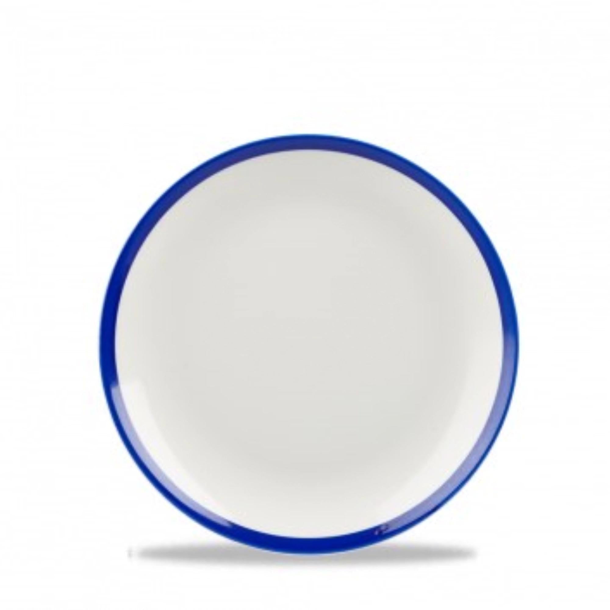 Eleganter Retro Blue Coupe Teller (16.5cm) aus robustem Porzellan, ideal für Vorspeisen und Salate. Spülmaschinen- und mikrowellengeeignet.