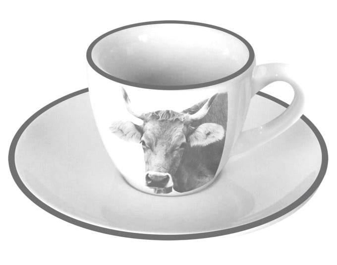 Espressotasse mit Untertasse Kuh Porzellan 0.08 l in  präsentiert im Onlineshop von KAQTU Design AG. Espressotassen ist von STEINLIN
