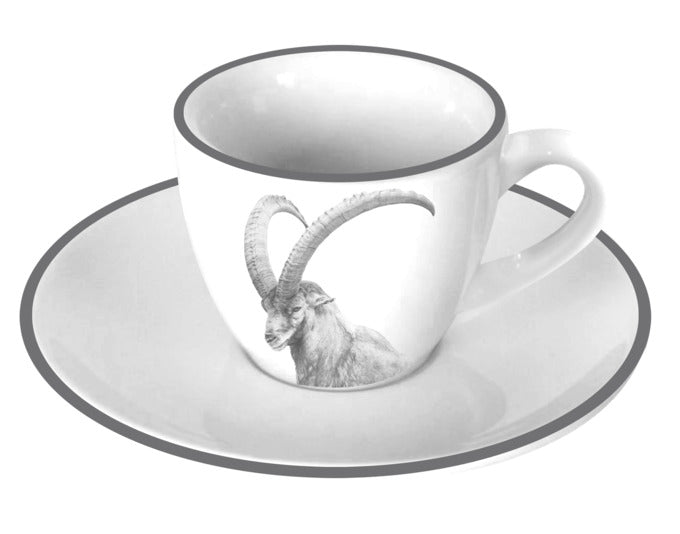 Espressotasse mit Untertasse Steinbock Porzellan 0.08 l in  präsentiert im Onlineshop von KAQTU Design AG. Espressotassen ist von STEINLIN