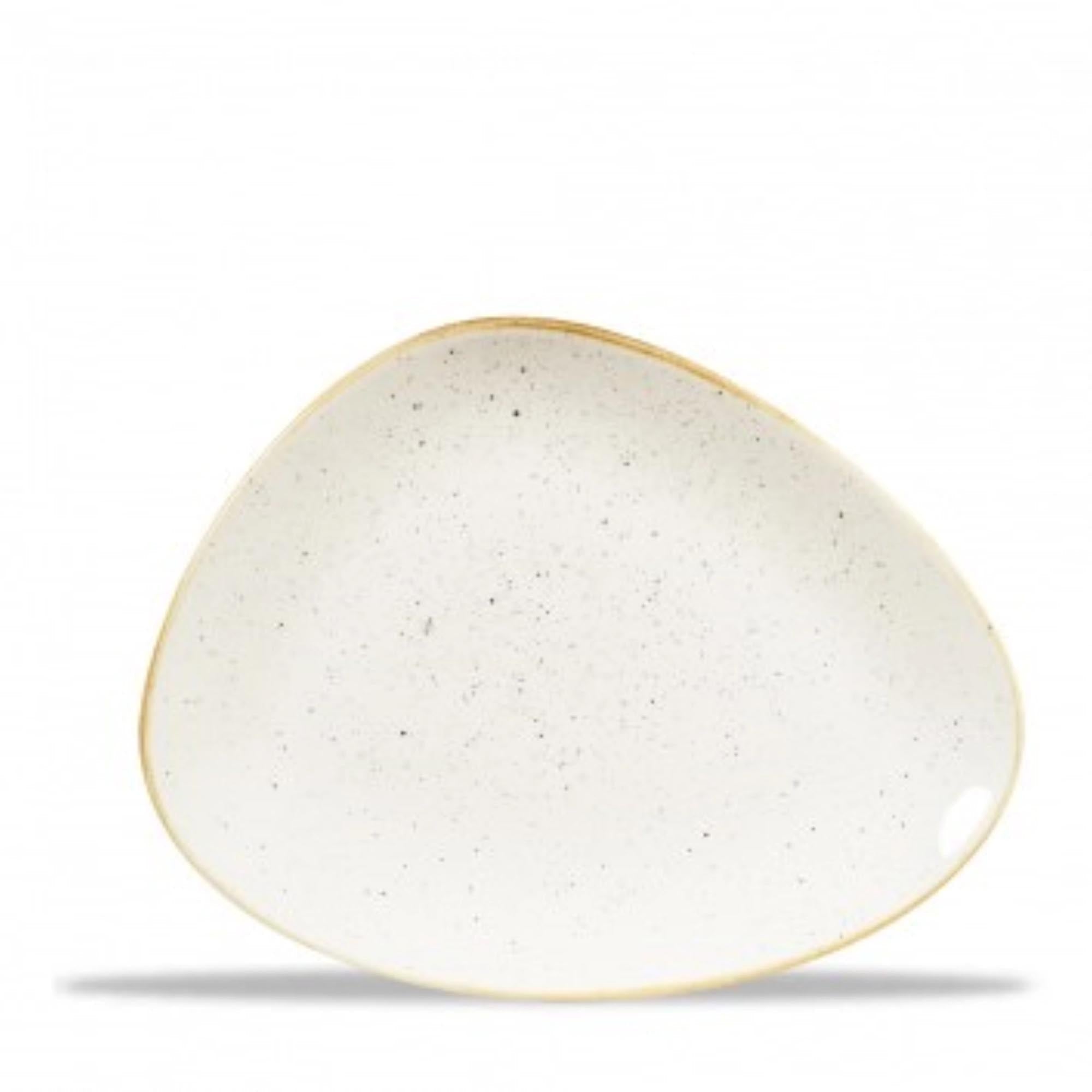 Elegante Dreiecksplatte aus robuster Stoneware, ideal für kreative Speisenpräsentation. Spülmaschinenfest, mikrowellengeeignet.