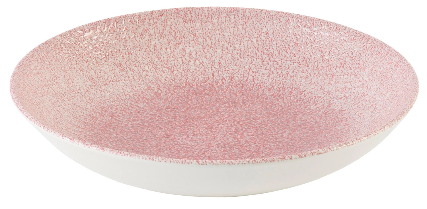 Eleganter S.P. Raku Pink Quartz Coupe Teller von Churchill, tief und 24,8 cm, ideal für stilvolle Tischdekoration und besondere Anlässe.