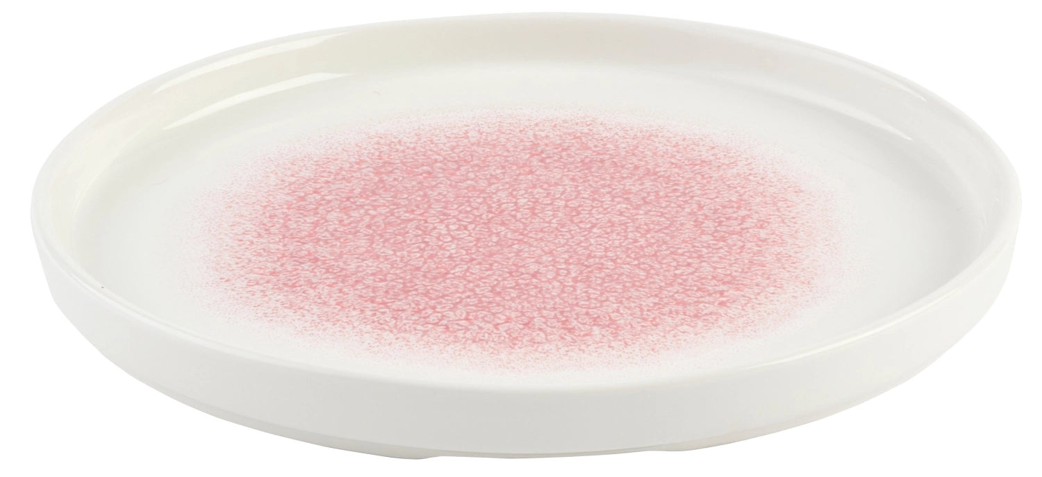 Stilvoller 21cm Raku Teller von Churchill in Pink Quartz Design.