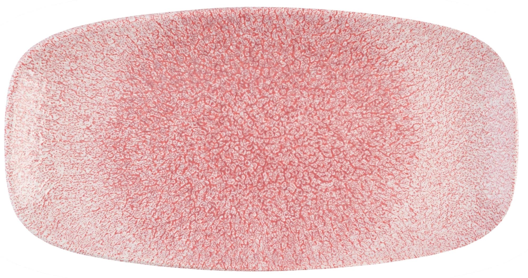 Elegante, robuste Porzellanplatte (29.8x15.3cm) mit Raku Pink Quartz Glasur. Ideal für Vorspeisen, Hauptgerichte, Desserts.