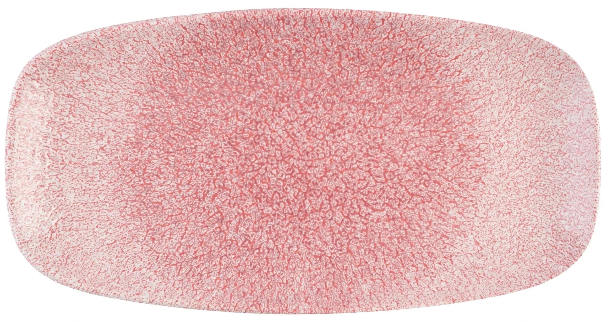 Elegante, robuste Porzellanplatte (29.8x15.3cm) mit Raku Pink Quartz Glasur. Ideal für Vorspeisen, Hauptgerichte, Desserts.
