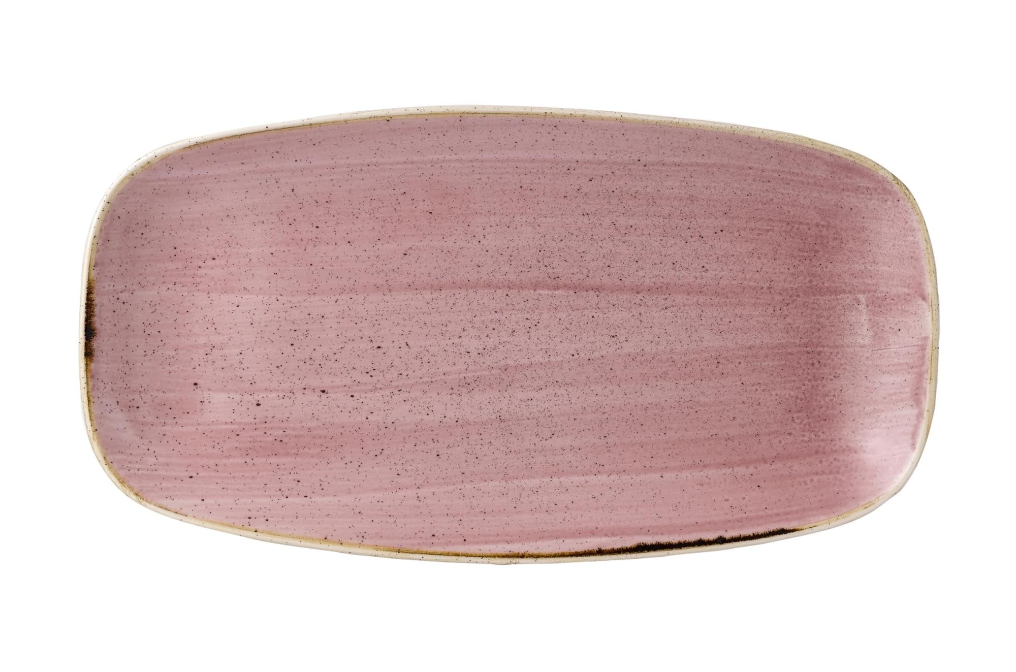 Die Stonecast Petal Pink Platte von Churchill, 35,5x18,9 cm, aus robustem Porzellan, besticht durch ihre elegante, zarte Farbgebung und Vielseitigkeit.