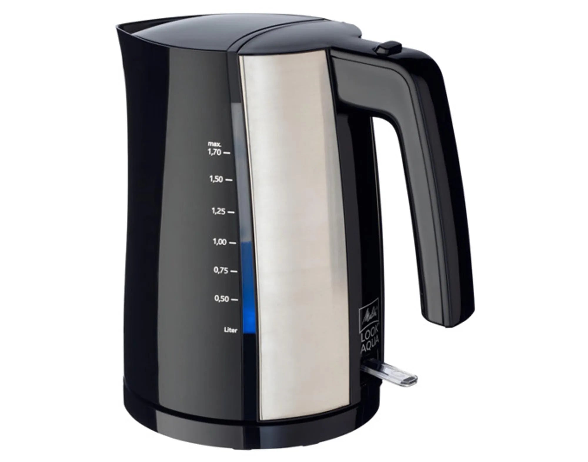 Eleganter MELITTA Look Aqua Wasserkocher: 1,7L, 2200W, BPA-frei, Überhitzungsschutz, Kalkfilter, Aqua-Design.