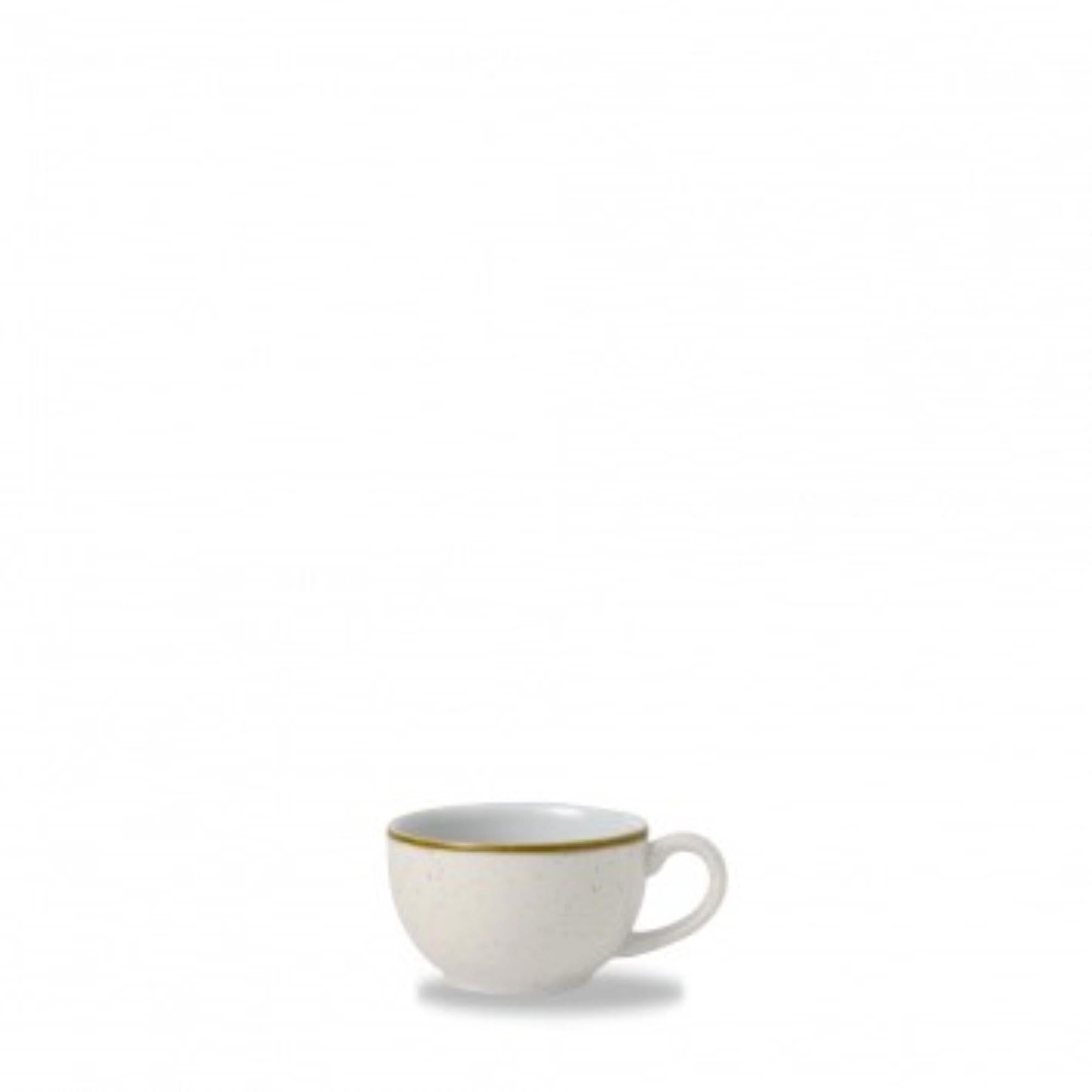 Elegante 17cl Tasse aus robuster Stoneware mit rustikaler Glasur, ideal für Heissgetränke. Spülmaschinen- und mikrowellengeeignet.