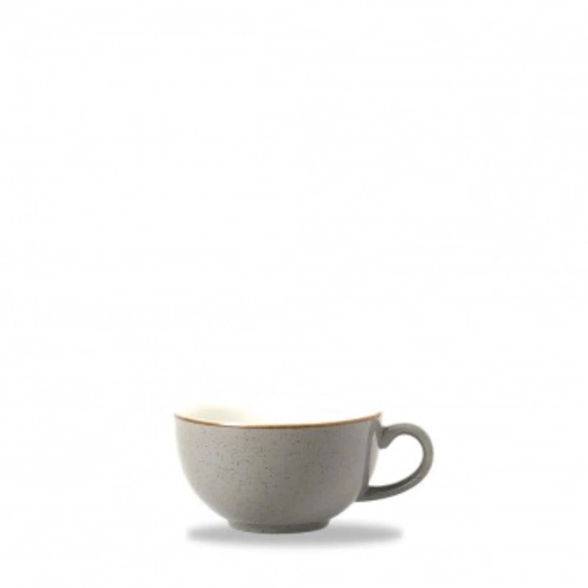 Elegante, handgefertigte Stonecast Peppercorn Grey Tasse 28cl von Churchill: robust, spülmaschinenfest, ideal für Kaffee & Tee.