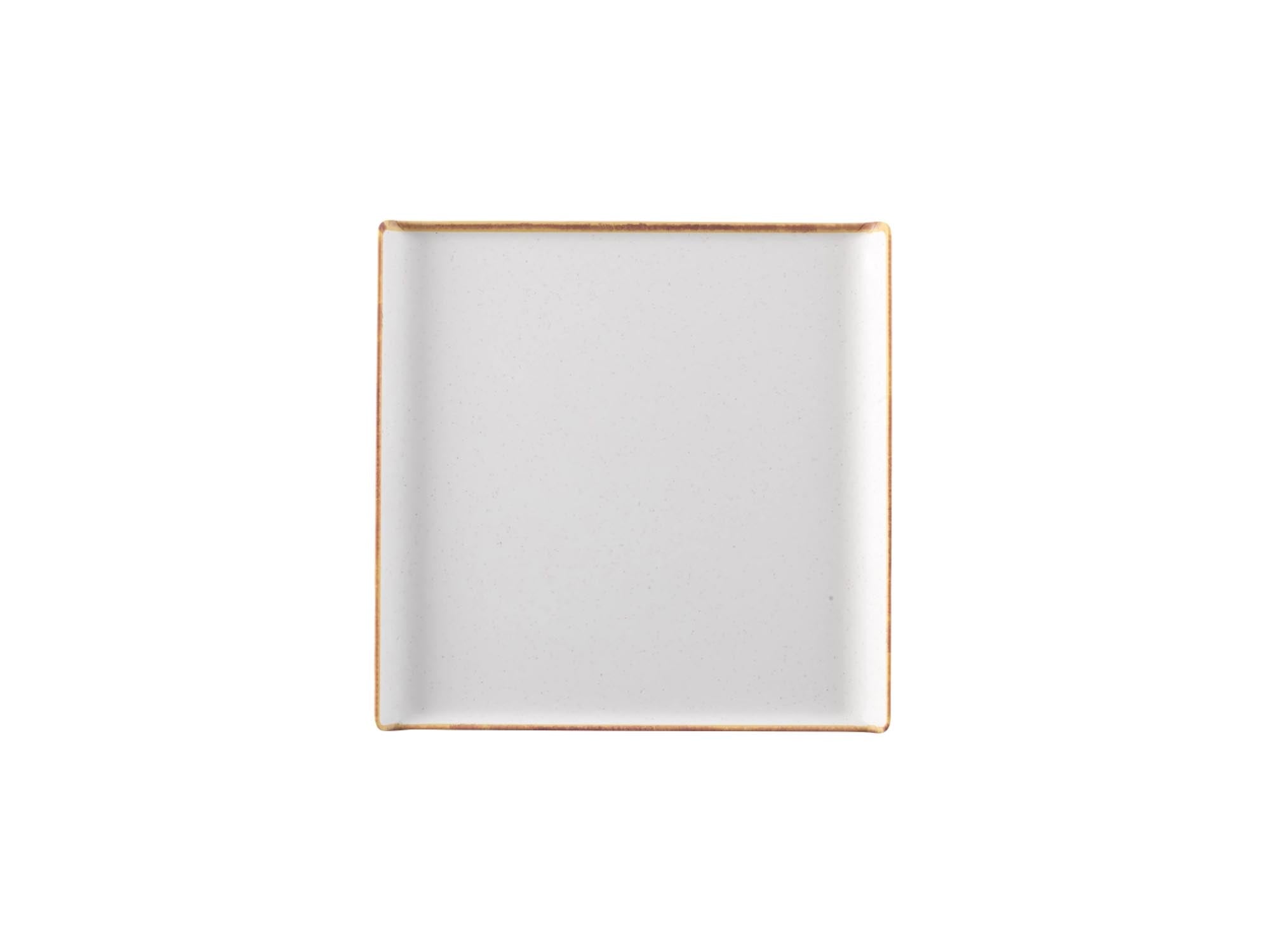 Quadratische Melaminplatte 30.3x30.3 cm, robust, spülmaschinenfest, Barley White, ideal für stilvolle Präsentationen in der Gastronomie.