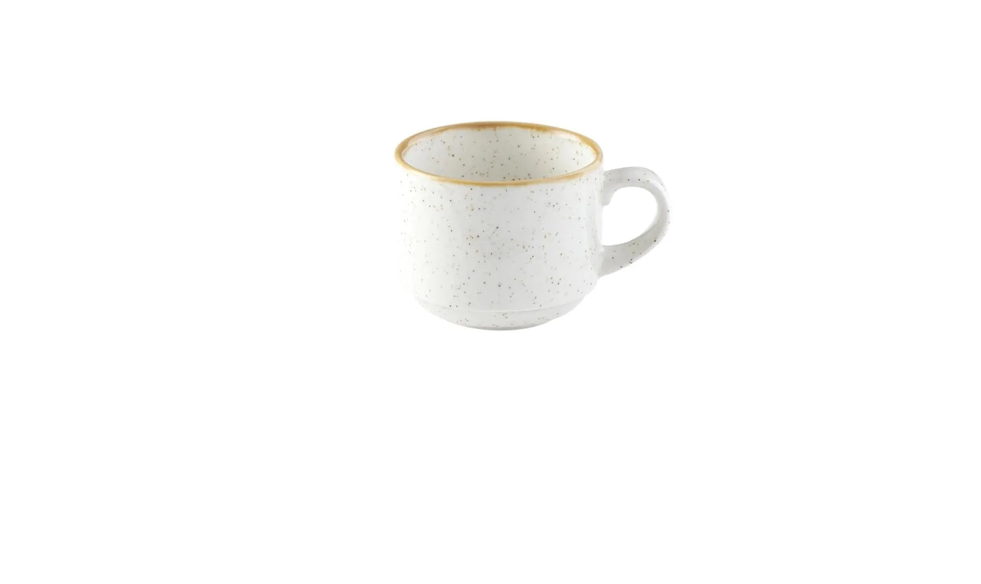 Elegante 22cl Porzellan-Stapeltasse in Barley White von Churchill, ideal für Kaffee, Tee, spülmaschinenfest, platzsparend.