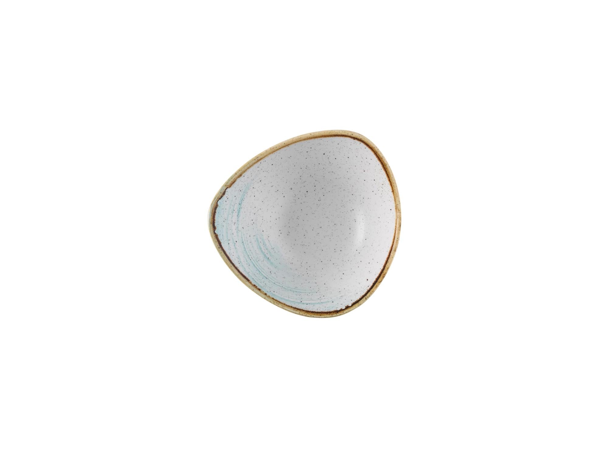 Eleganter, dreieckiger Teller (18,5 cm) in Duck Egg, aus robustem Porzellan. Ideal für Vorspeisen und Desserts. Spülmaschinen- und mikrowellengeeignet.