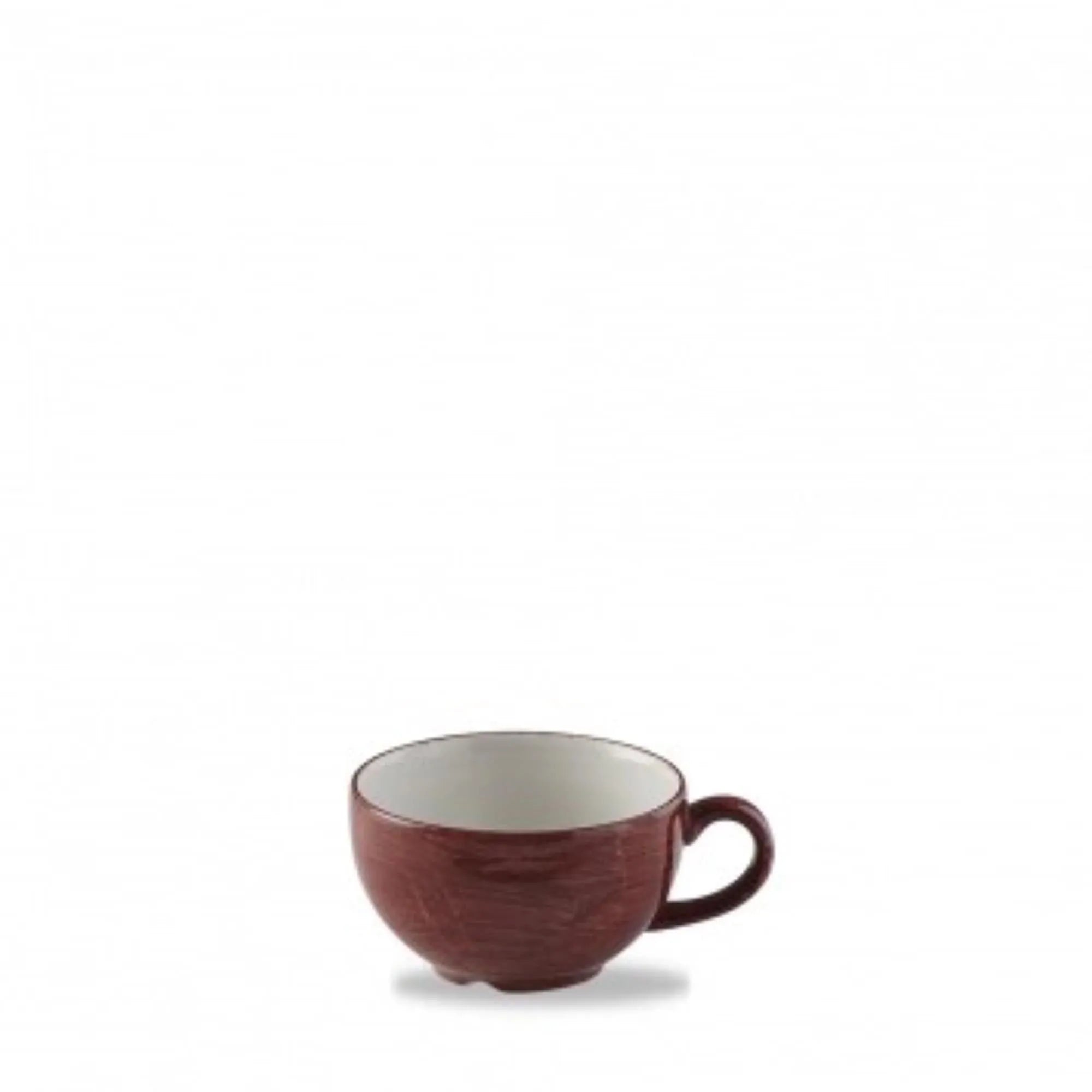 Die Stonecast Patina Red Rust Tasse von Churchill, 22,7cl, 9,5cm, aus Porzellan, bietet rustikale Eleganz und ist spülmaschinenfest.
