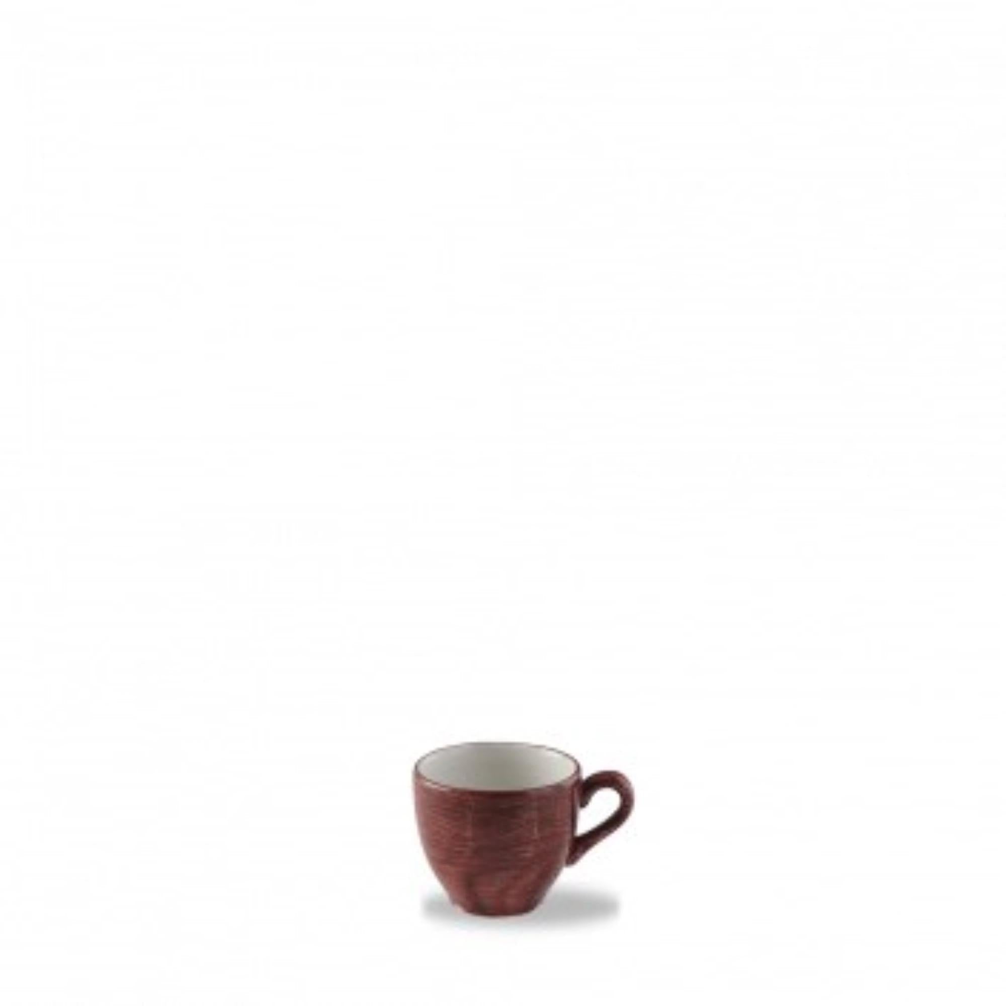 Elegante Espressotasse aus Porzellan, 10cl, in rustikalem Patina Red Rust Design. Langlebig, spülmaschinenfest, einzigartig.